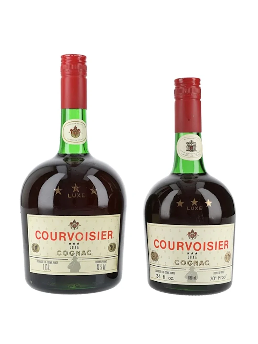 Courvoisier 3 Star Luxe Bottled 1970s 113cl & 68cl / 40%