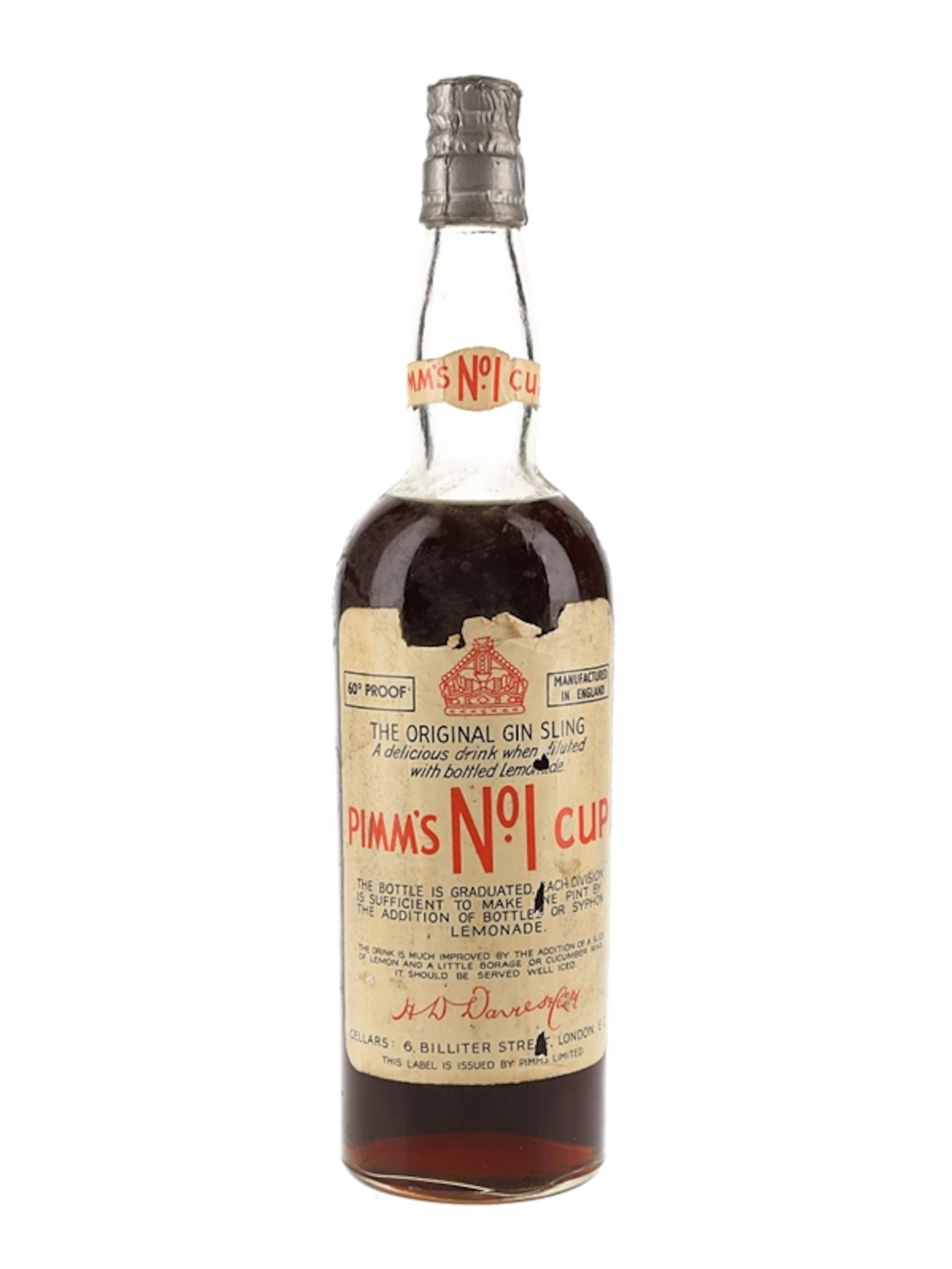 Pimm's No.1 Cup Bottled 1930s-1940s 75cl / 30%
