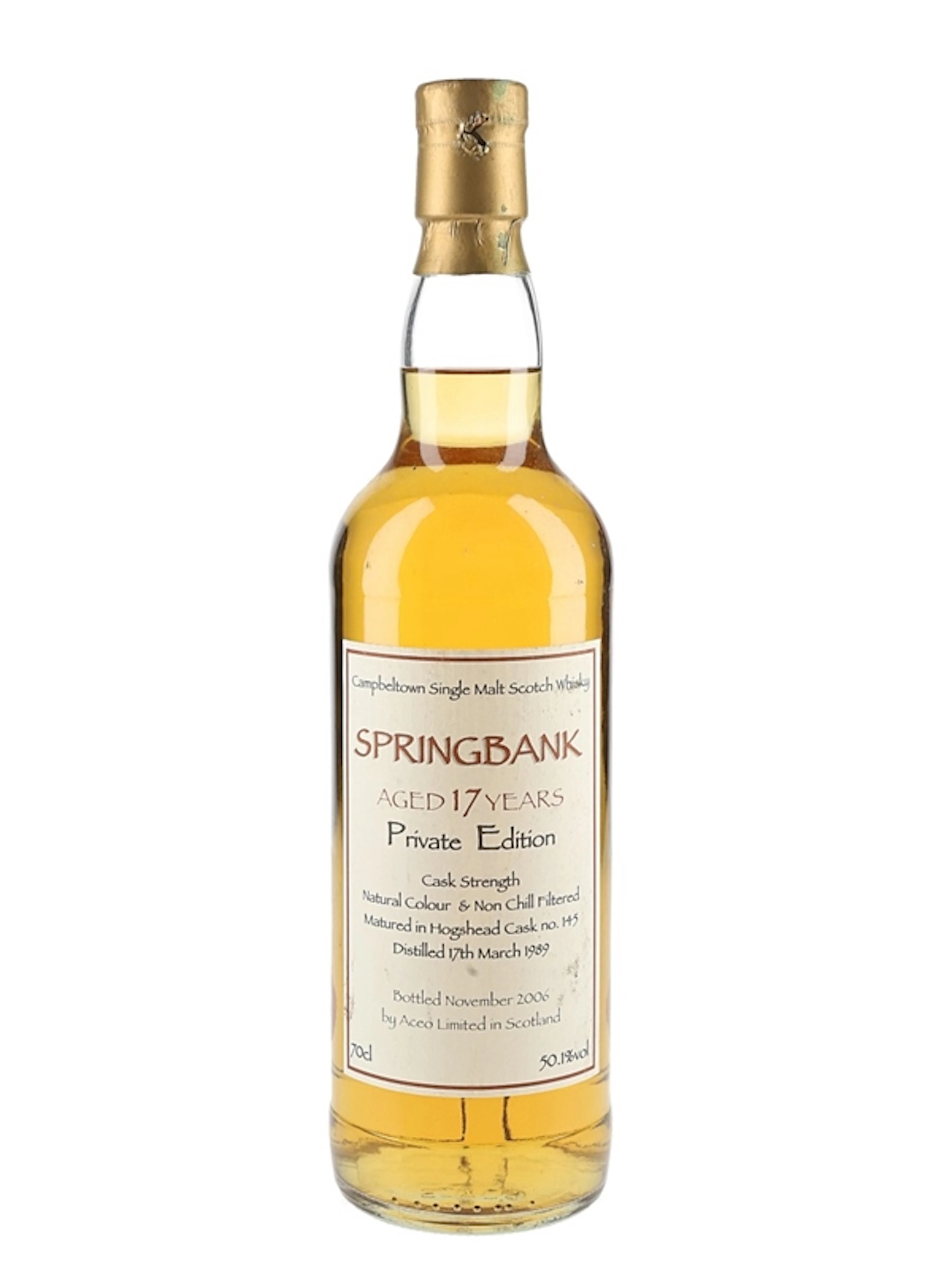 Springbank 1989 17 Year Old Private Editio Bottled 2006- Aceo Limited