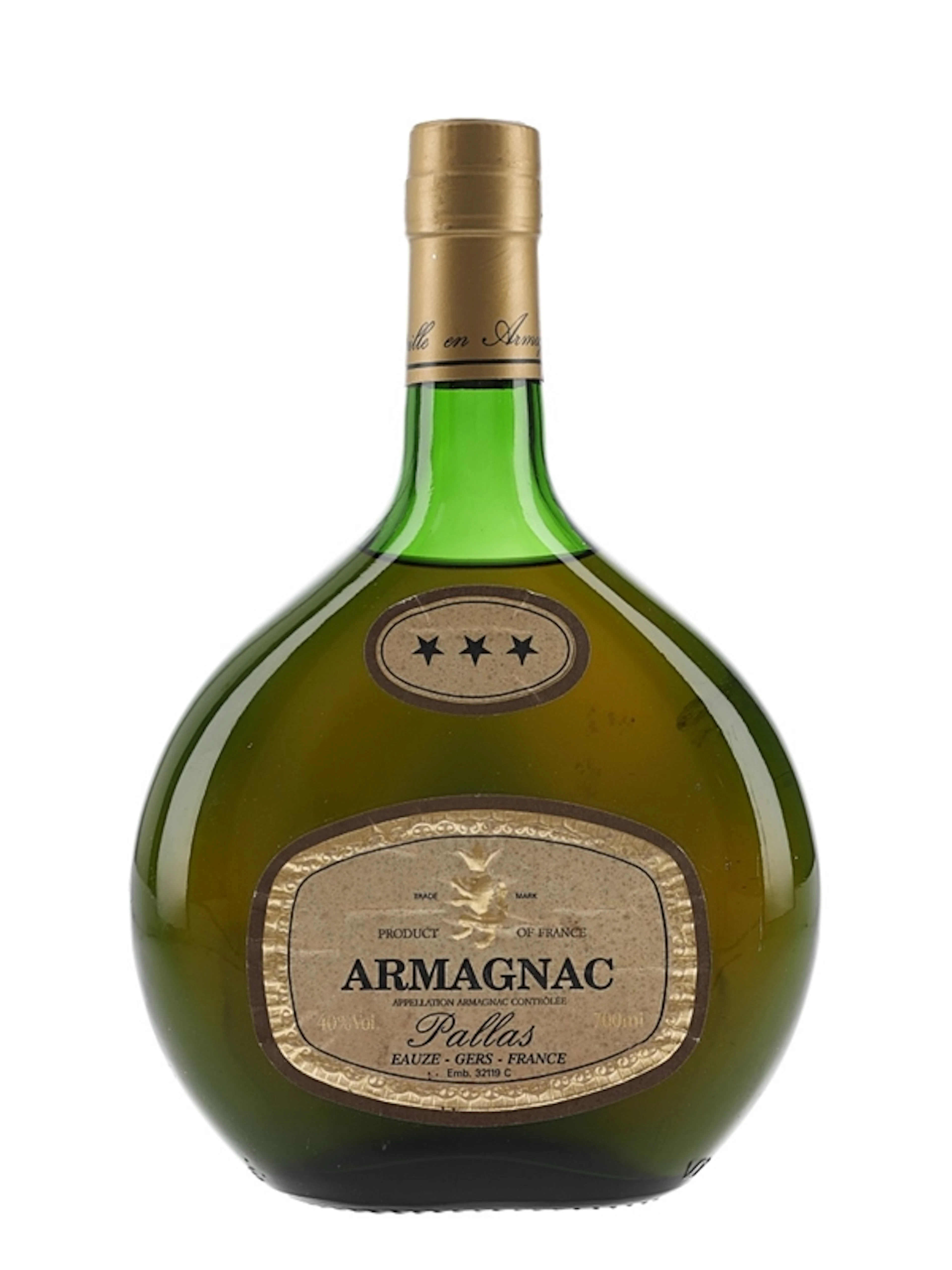 Pallas 3 Stars Armagnac Bottled 1990s 70cl / 40%