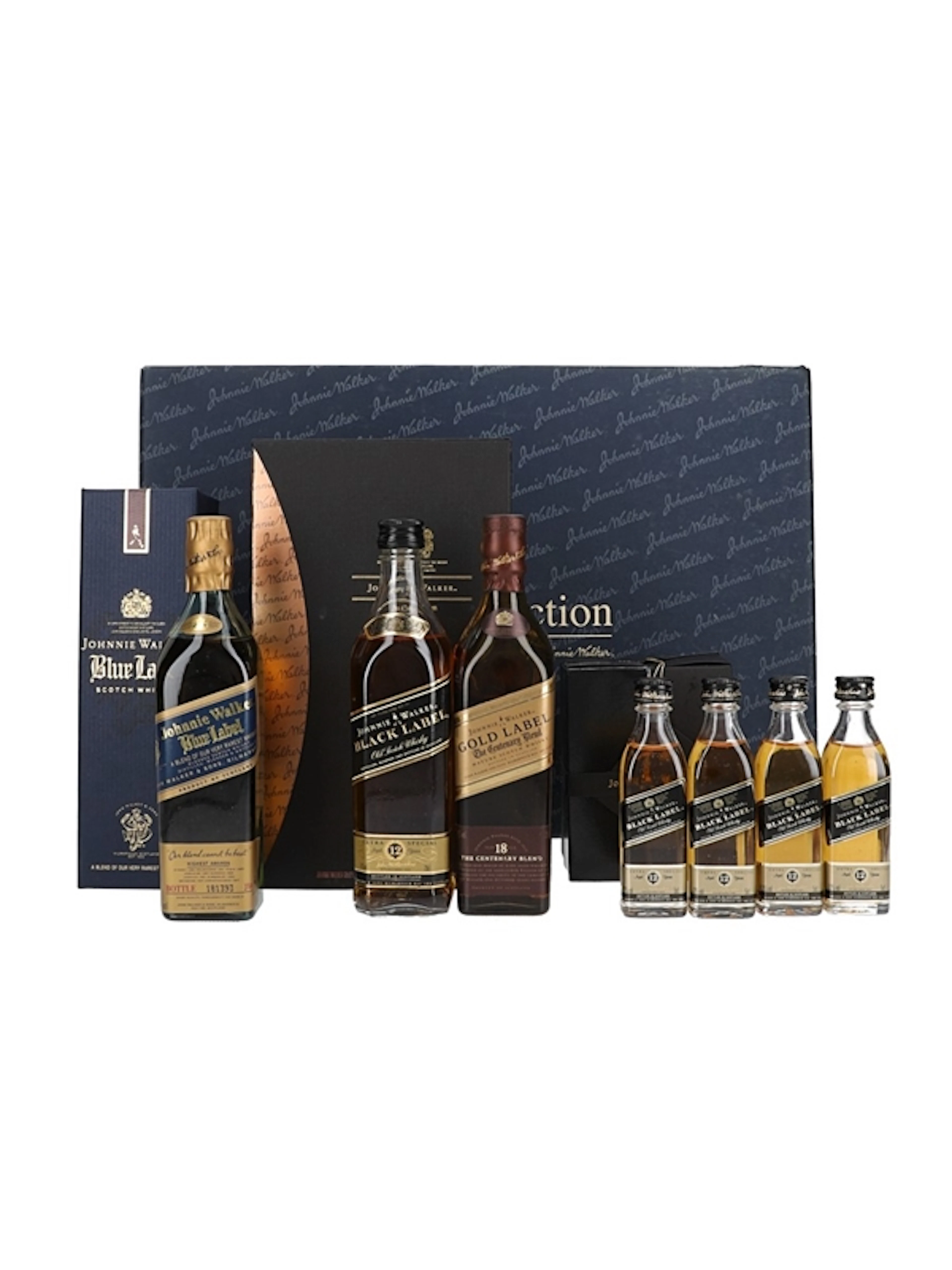Johnnie Walker The Collectio Black, Gold & Blue Label 4 x 5cl - 3 x 20cl
