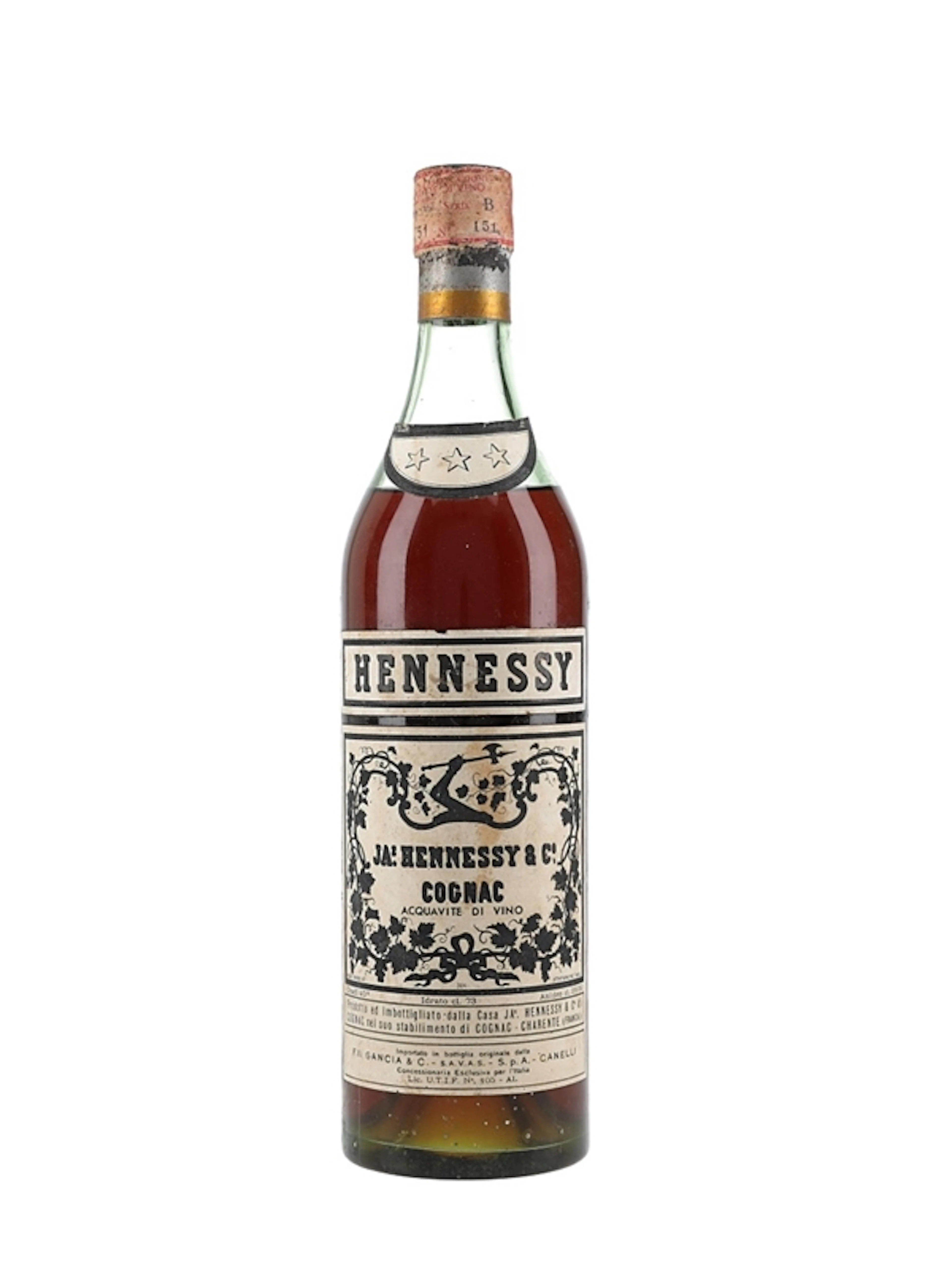 Hennessy 3 Star Bottled 1950s - Gancia 73cl / 40%