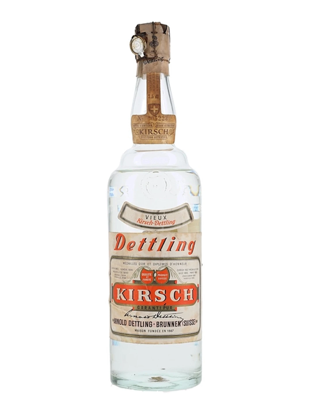 Dettling Vieux Kirsch Bottled 1950s 70cl / 40%