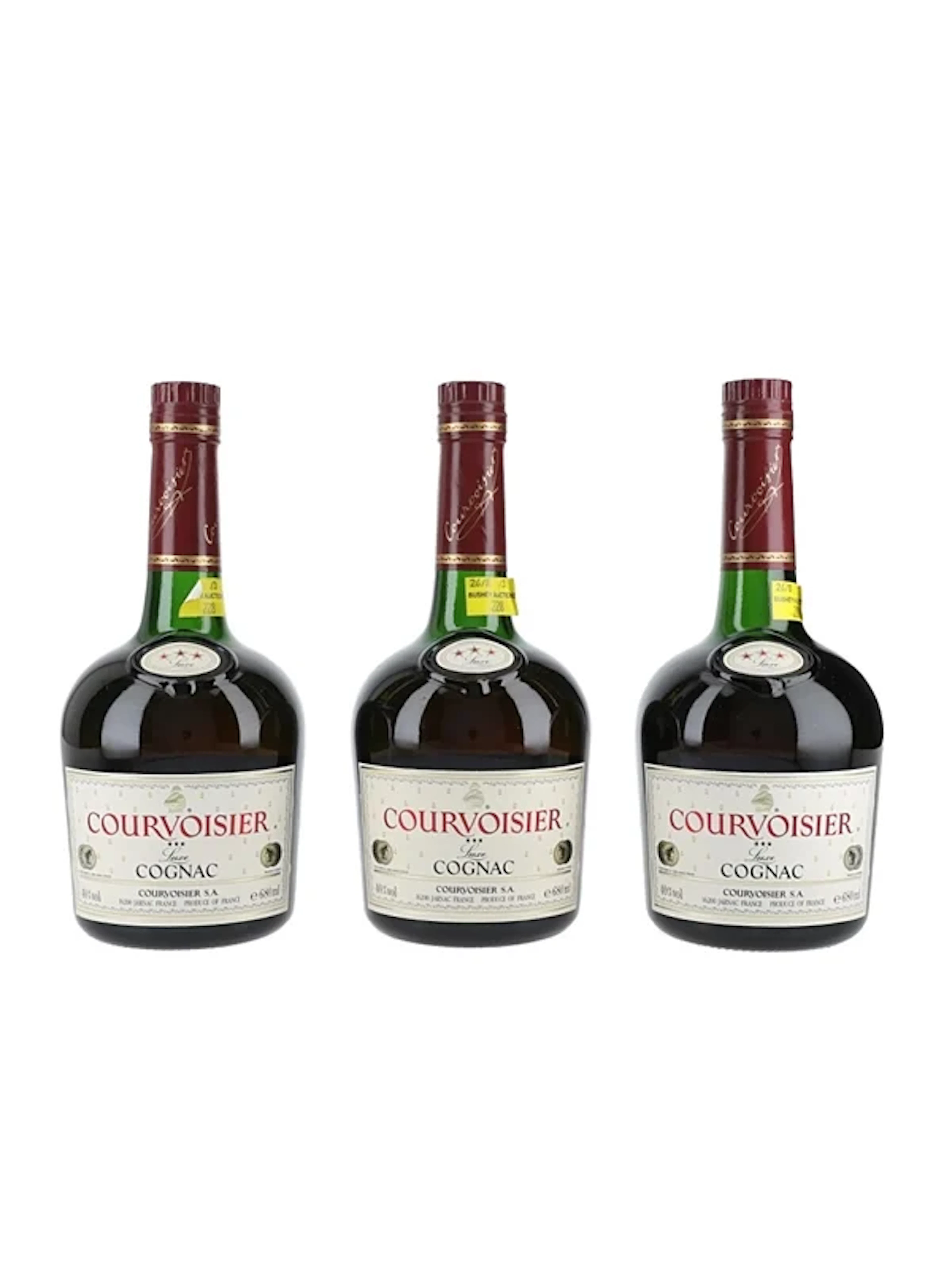 Courvoisier 3 Star Luxe Bottled 1980s 3 x 68cl / 40%
