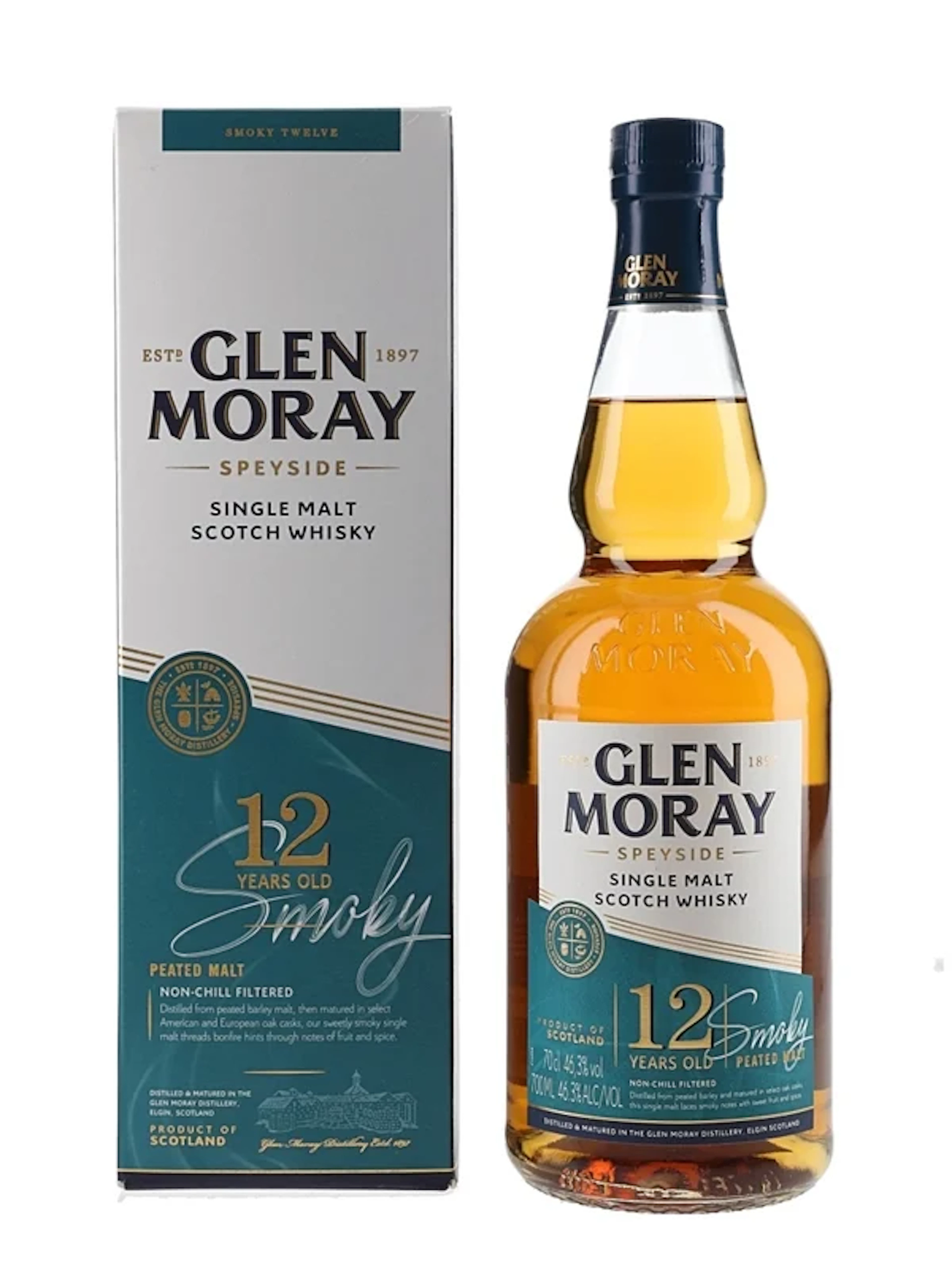 Glen Moray 12 Year Old Smoky Peated Malt 70cl / 46.3%