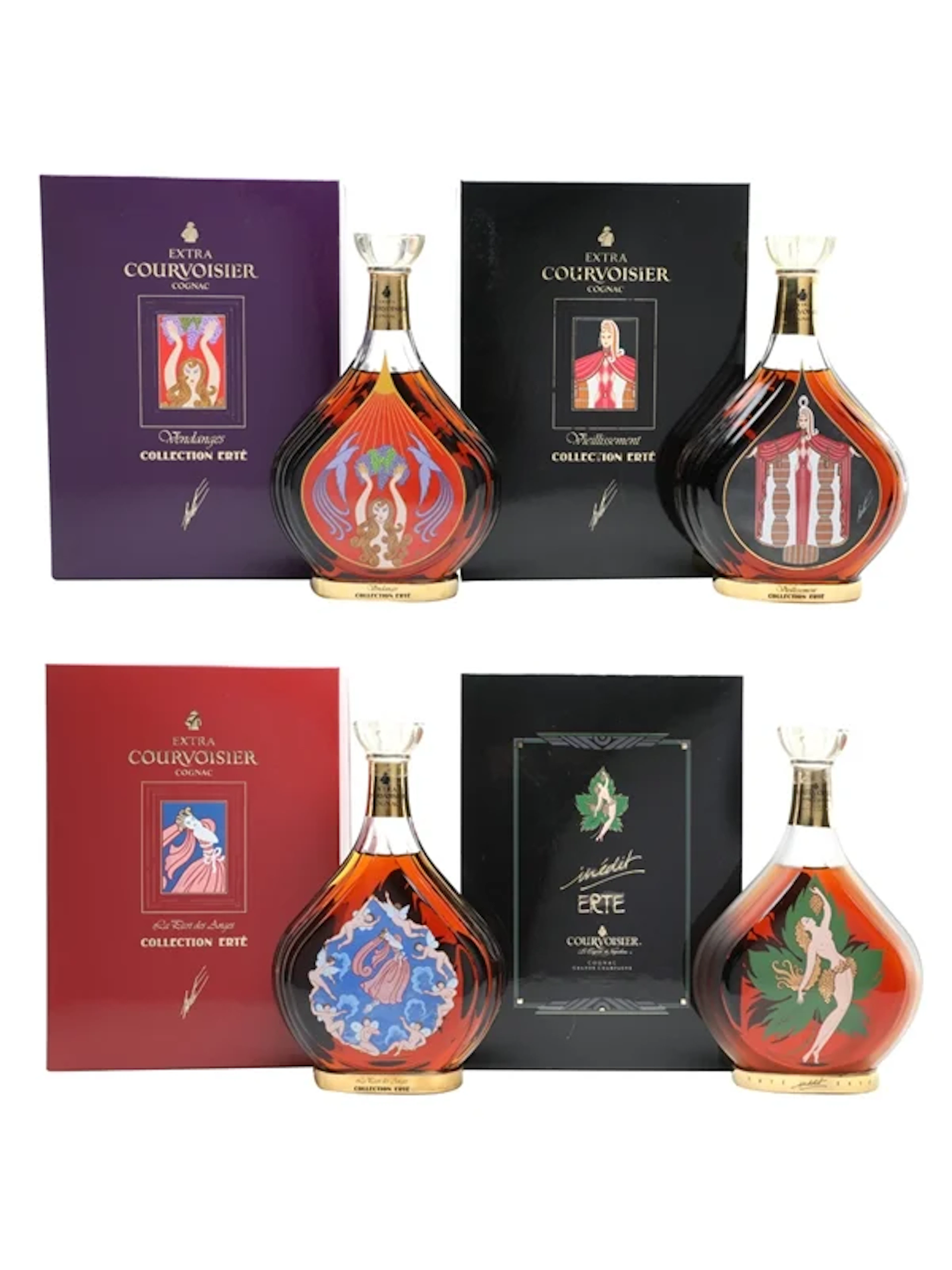 Courvoisier Collection Erte No 2,4,7 and 8 4 x 70cl & 75cl / 40%