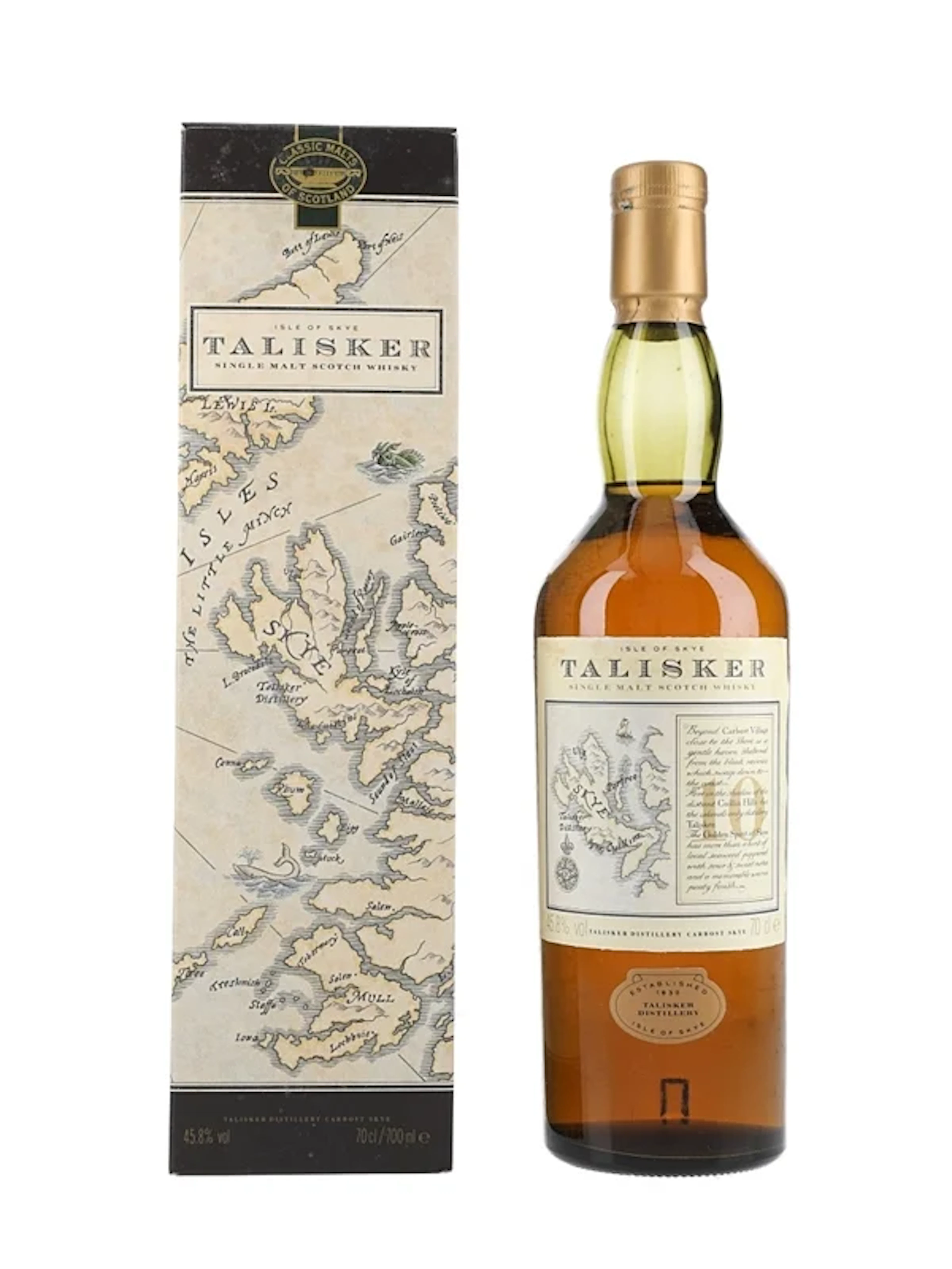 Talisker 10 Year Old Bottled 1990s - Map Label 70cl / 45.8%