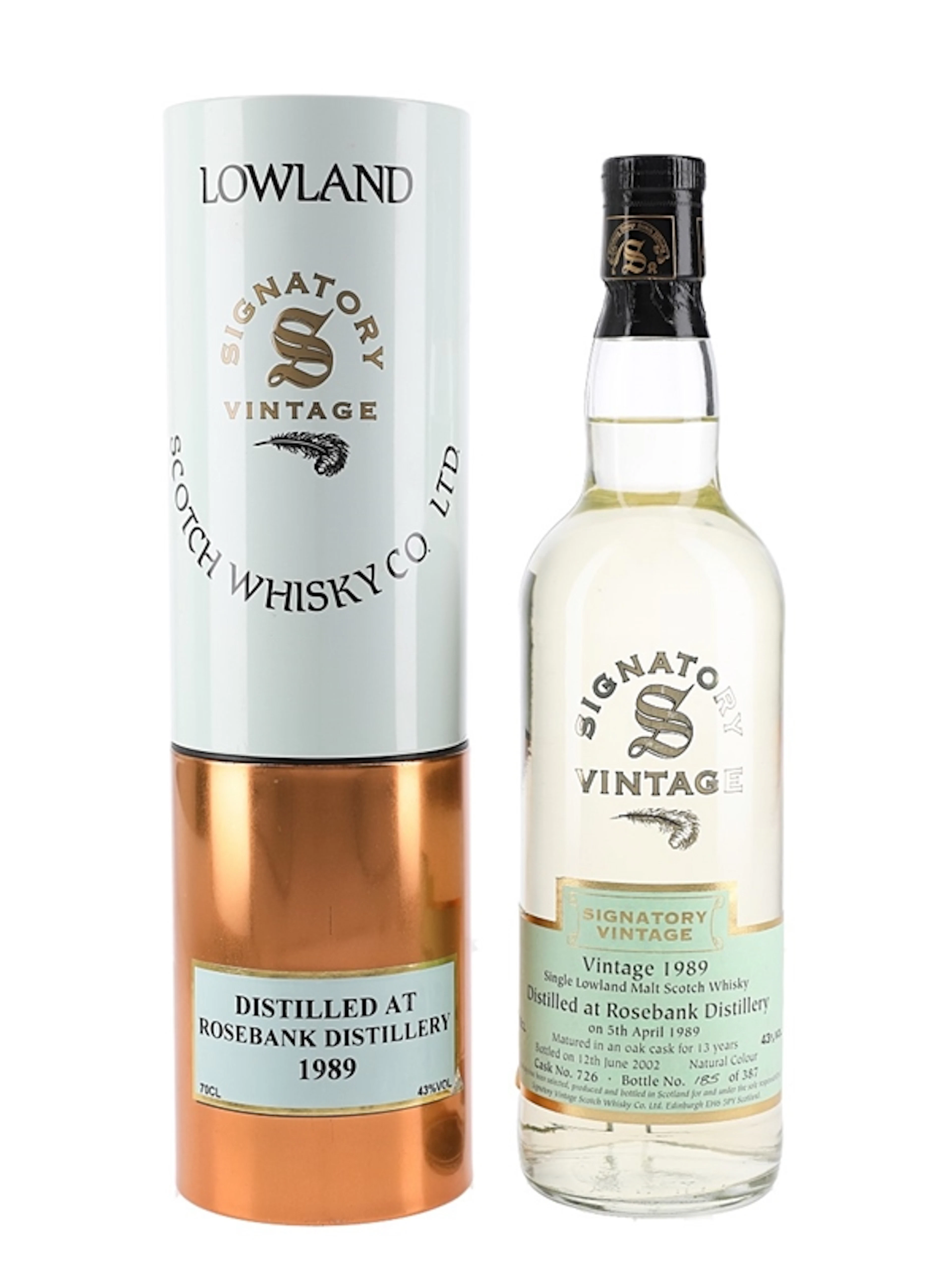 Rosebank 1989 13 Year Old Cask No.726 Bottled 2002 - Signatory Vintage
