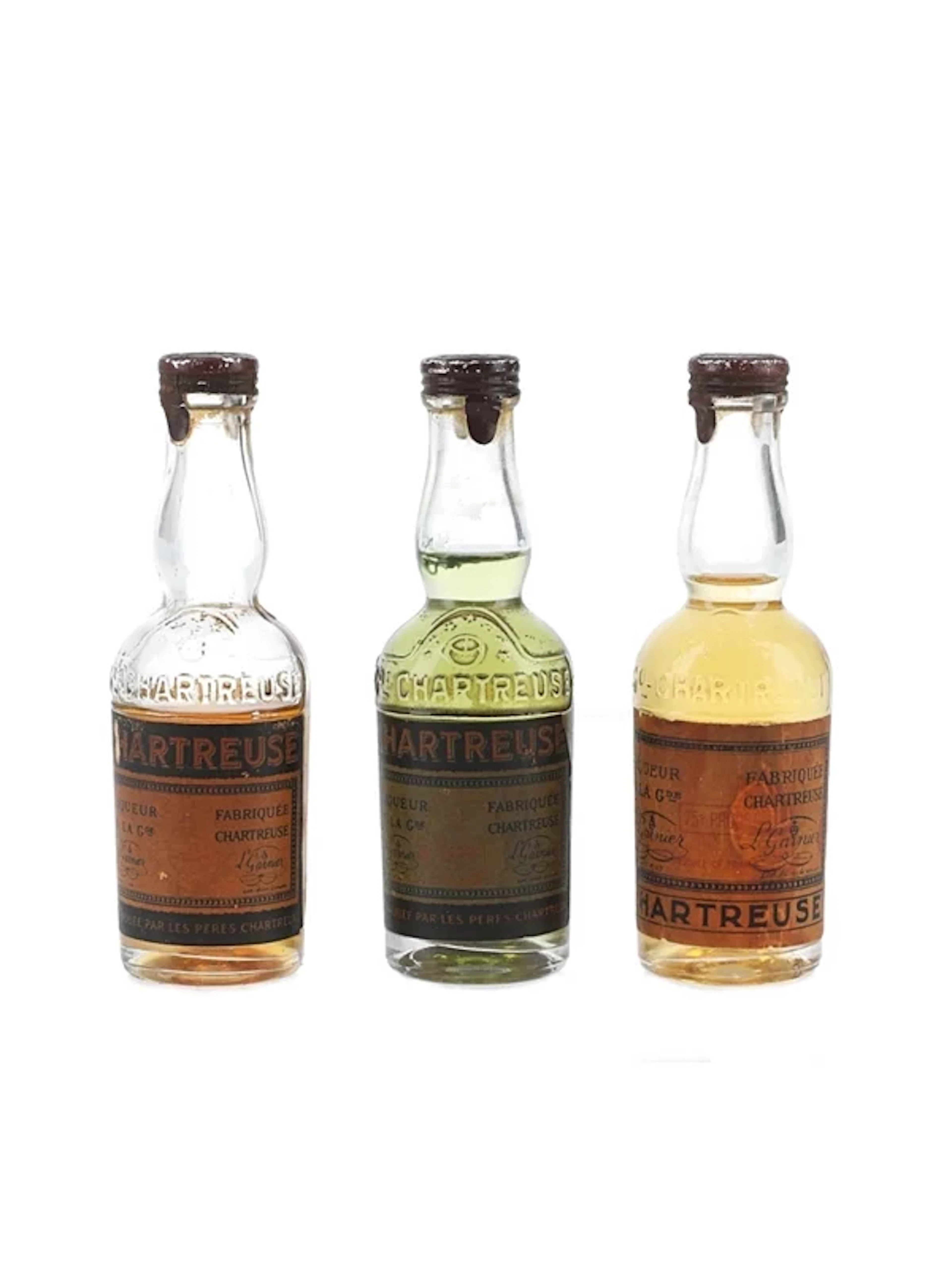Chartreuse Yellow & Gree Bottled 1950s-1960s 3 x 3cl