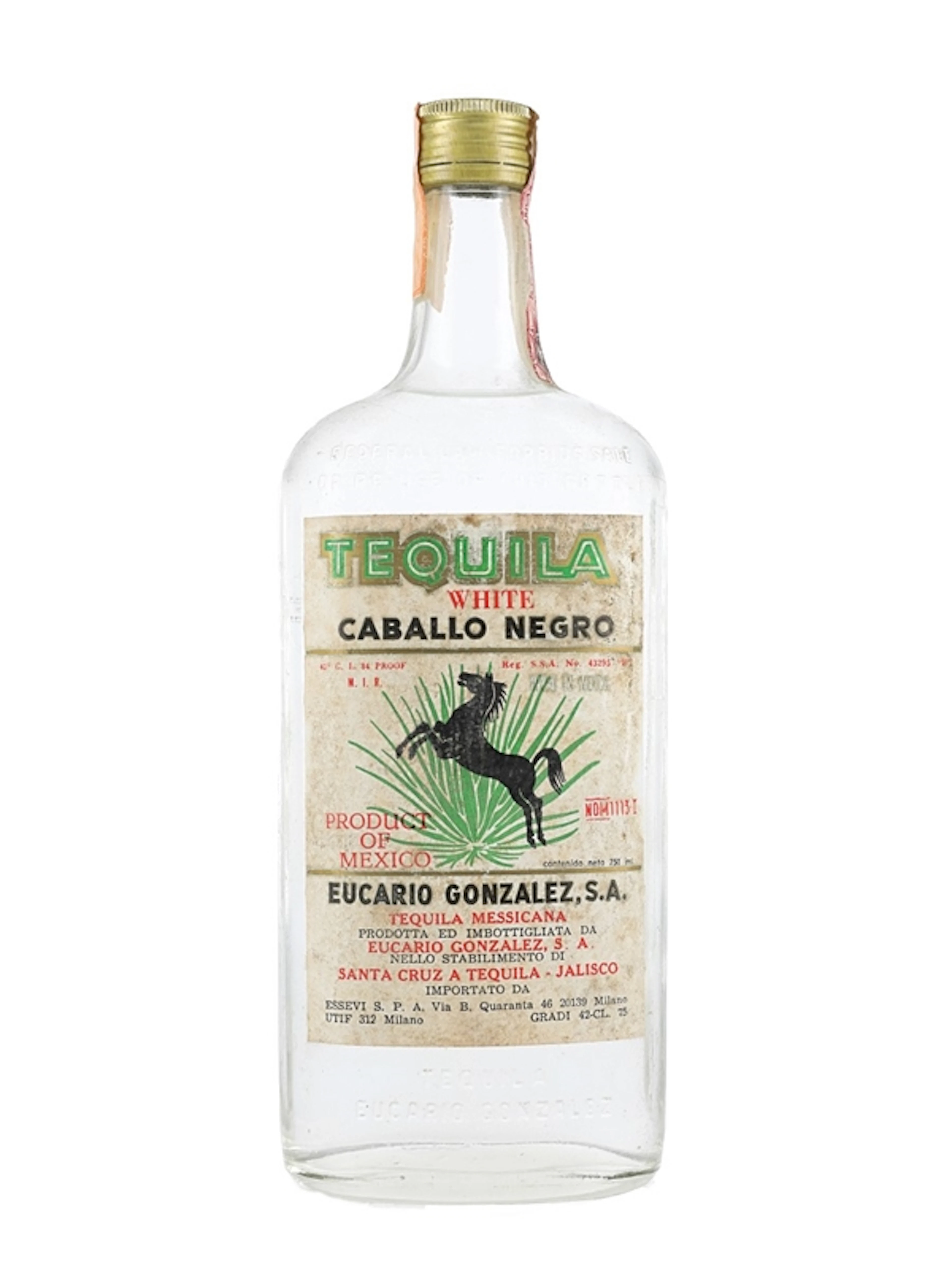 Caballo Negro White Tequila Bottled 1960s-1970s 75cl / 42%