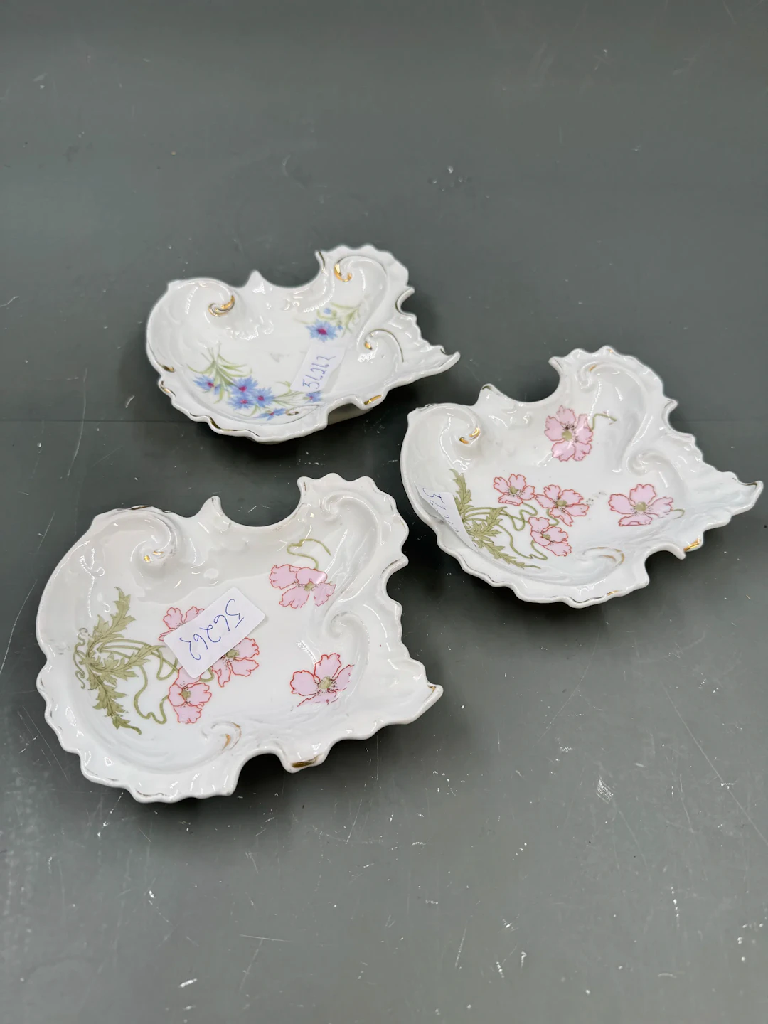 PP- 3 stk Bladskåler med blomstermotiv