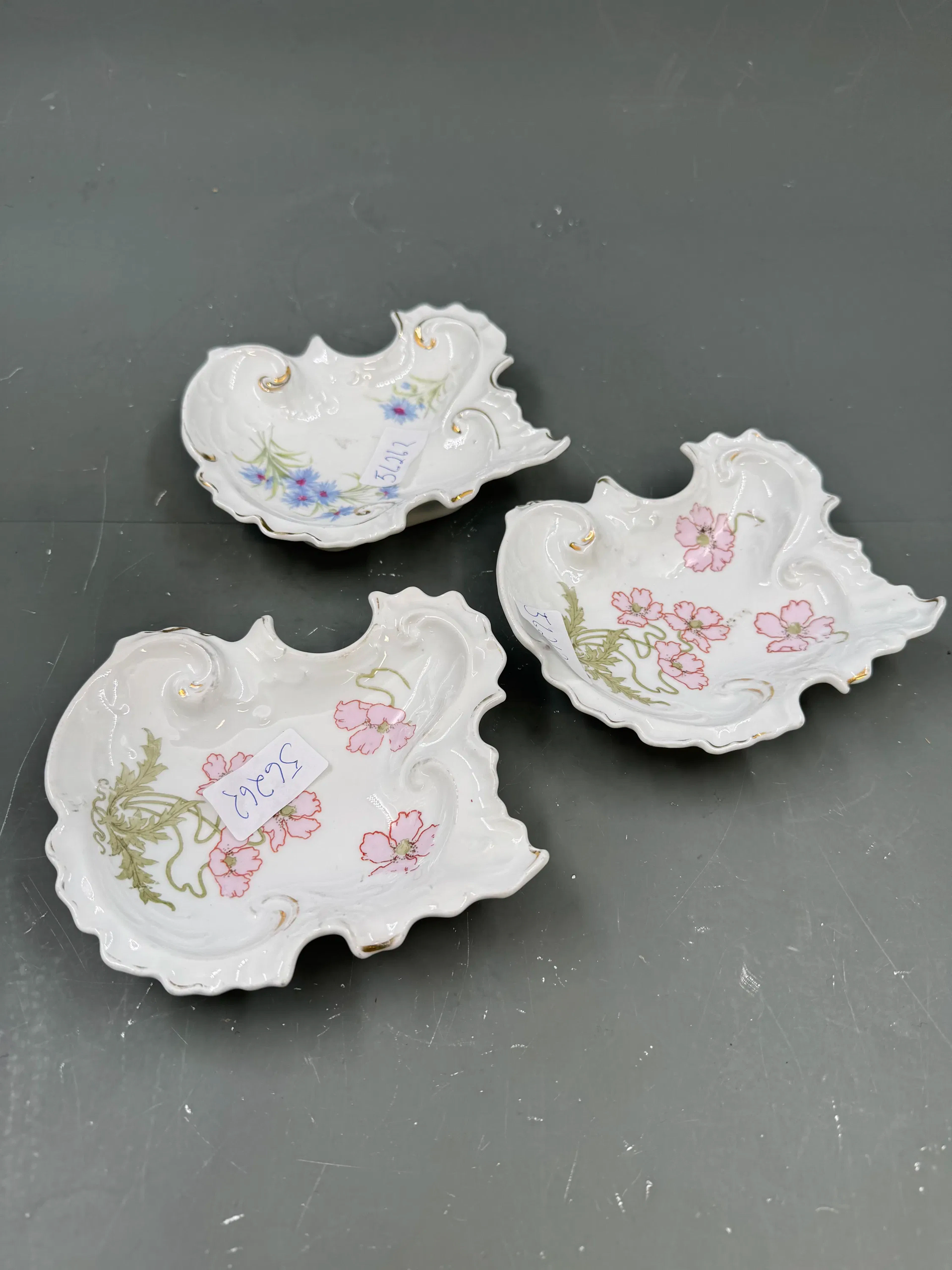 PP- 3 stk Bladskåler med blomstermotiv