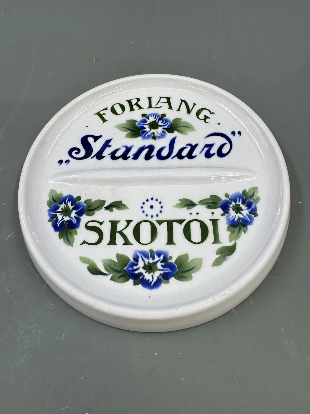 100 år gml landhandel vekseskål m/ reklame