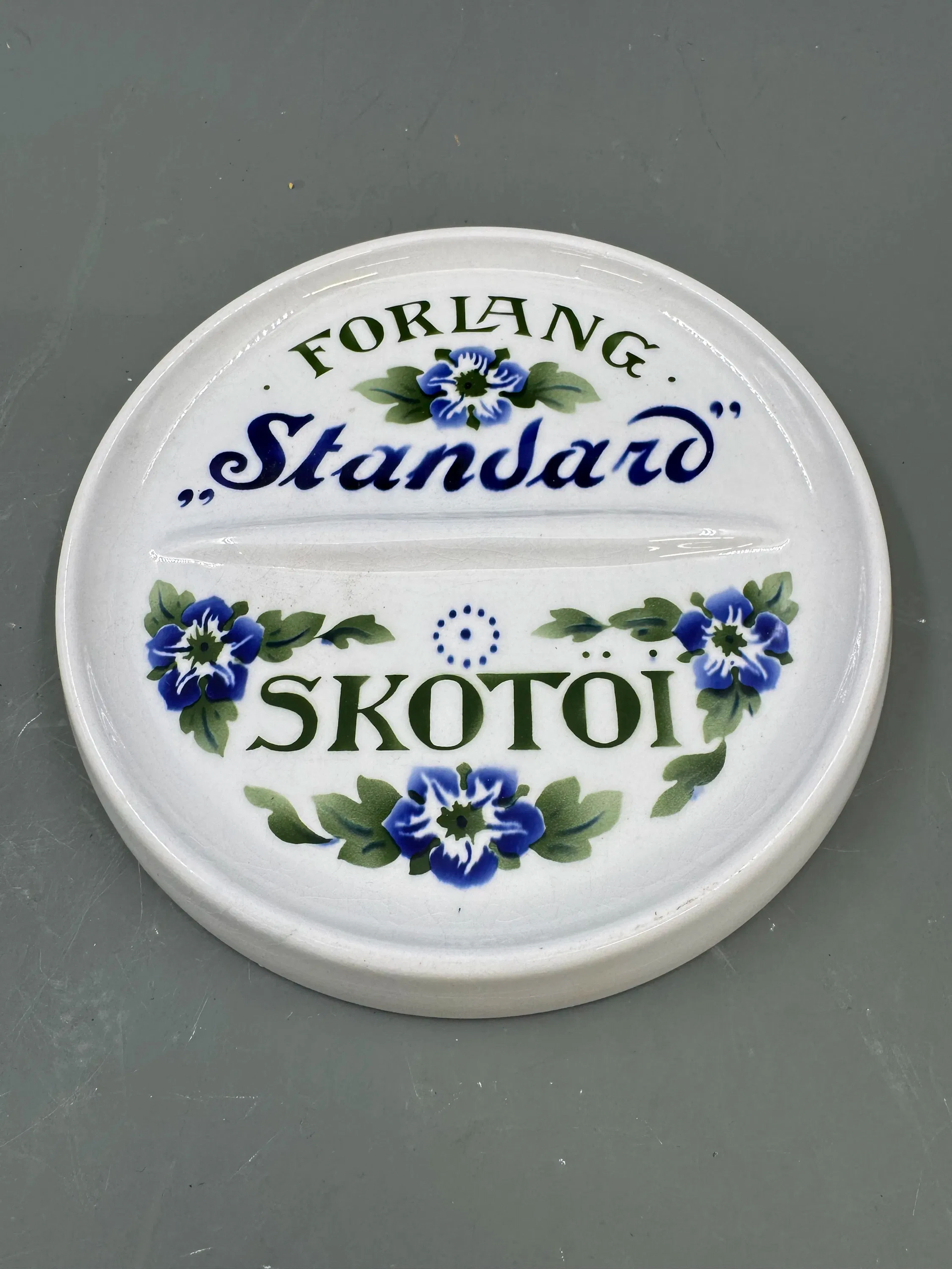 100 år gml landhandel vekseskål m/ reklame