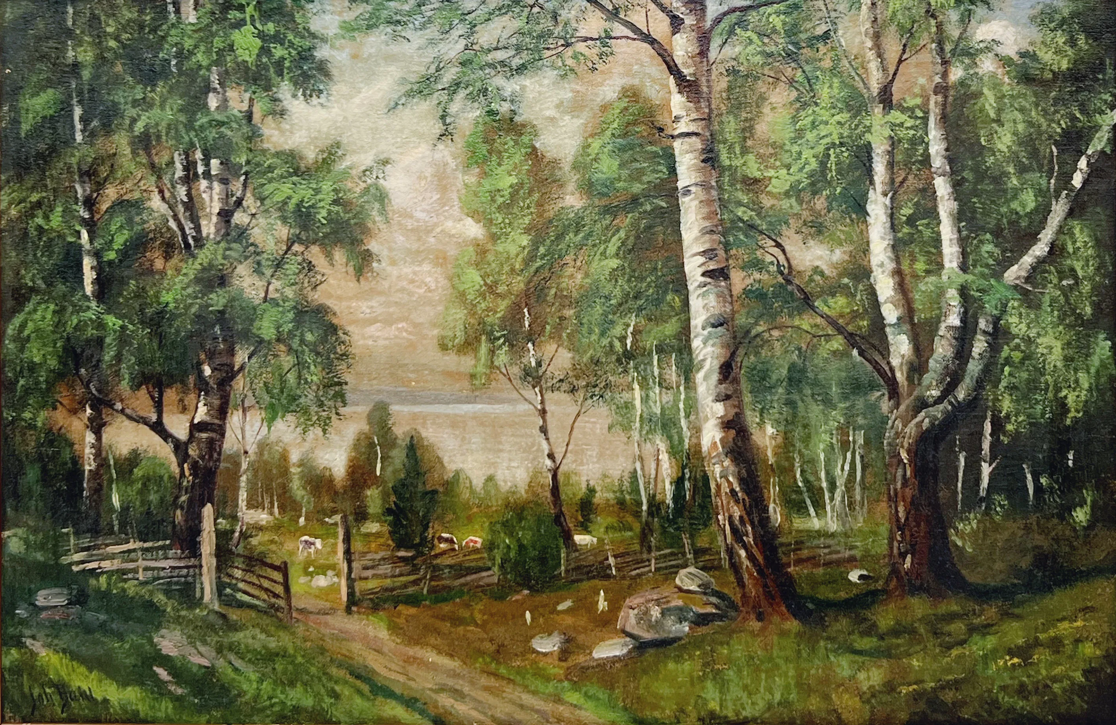Joh. Dahl "Birkelund ved Tyrifjorden ". OPL