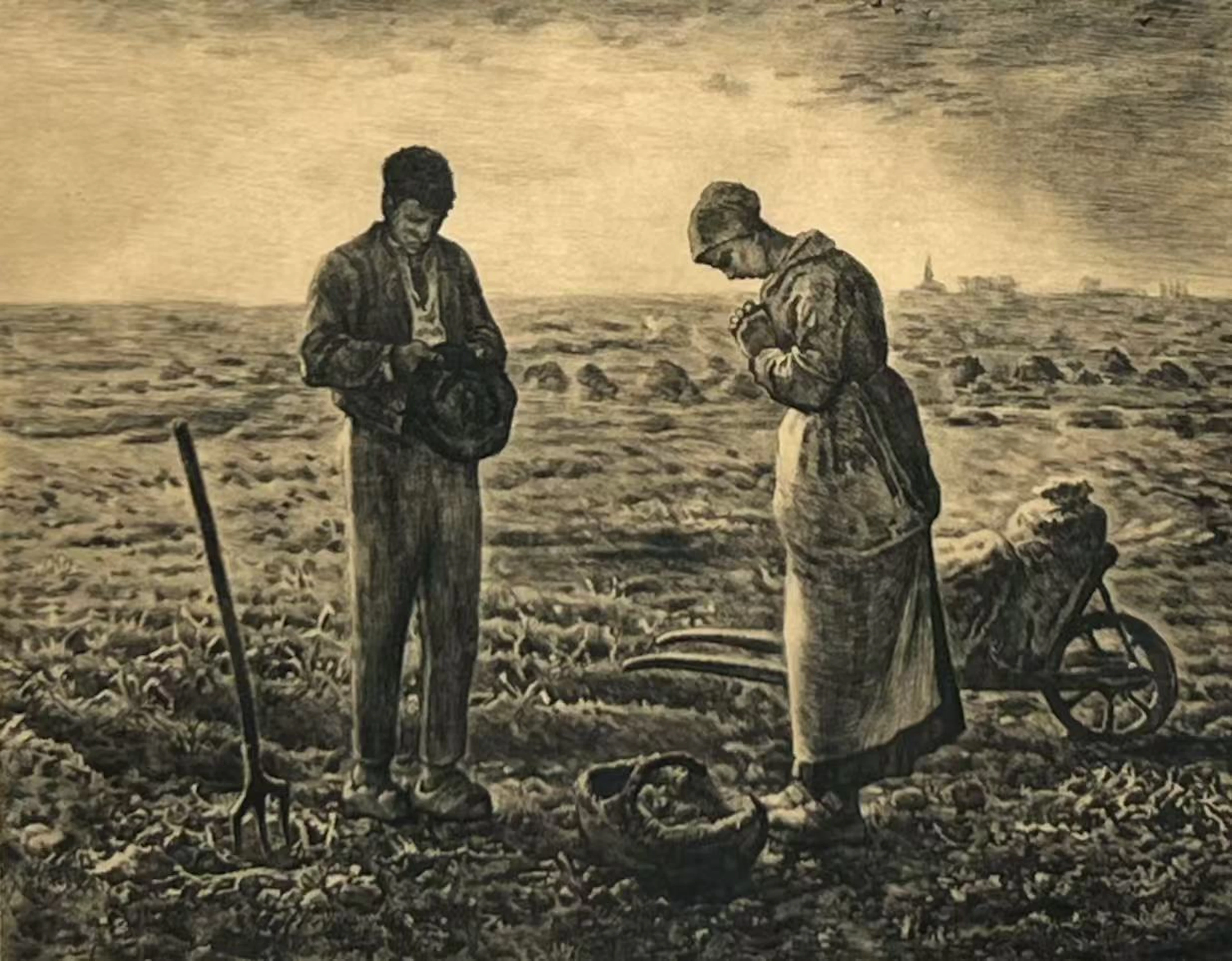 Jean-Francois Millet(1814-1875) "The Angelus" Etching