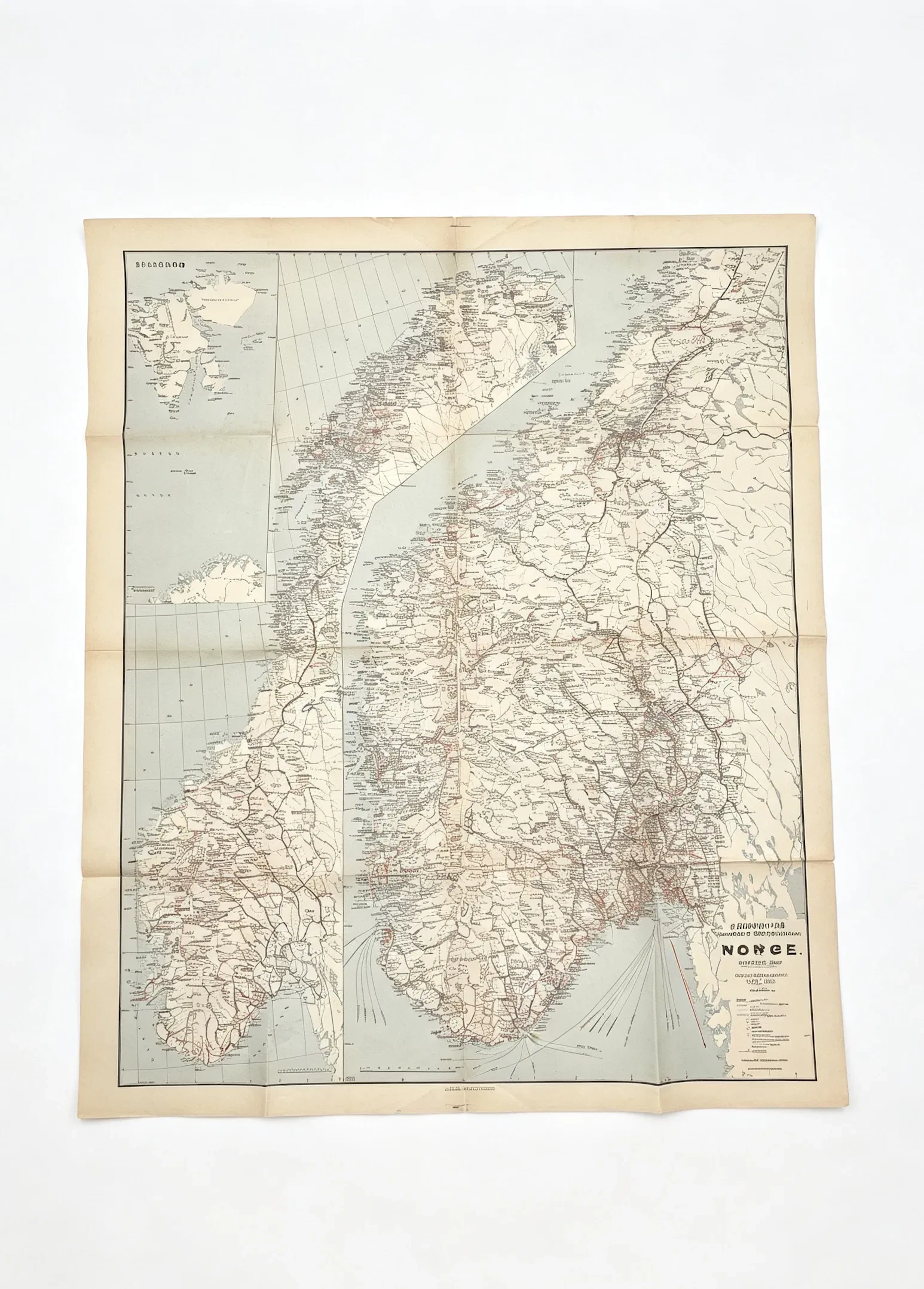 1928 Kart over "Jernbaner, Dampskib og automobiler Norge"