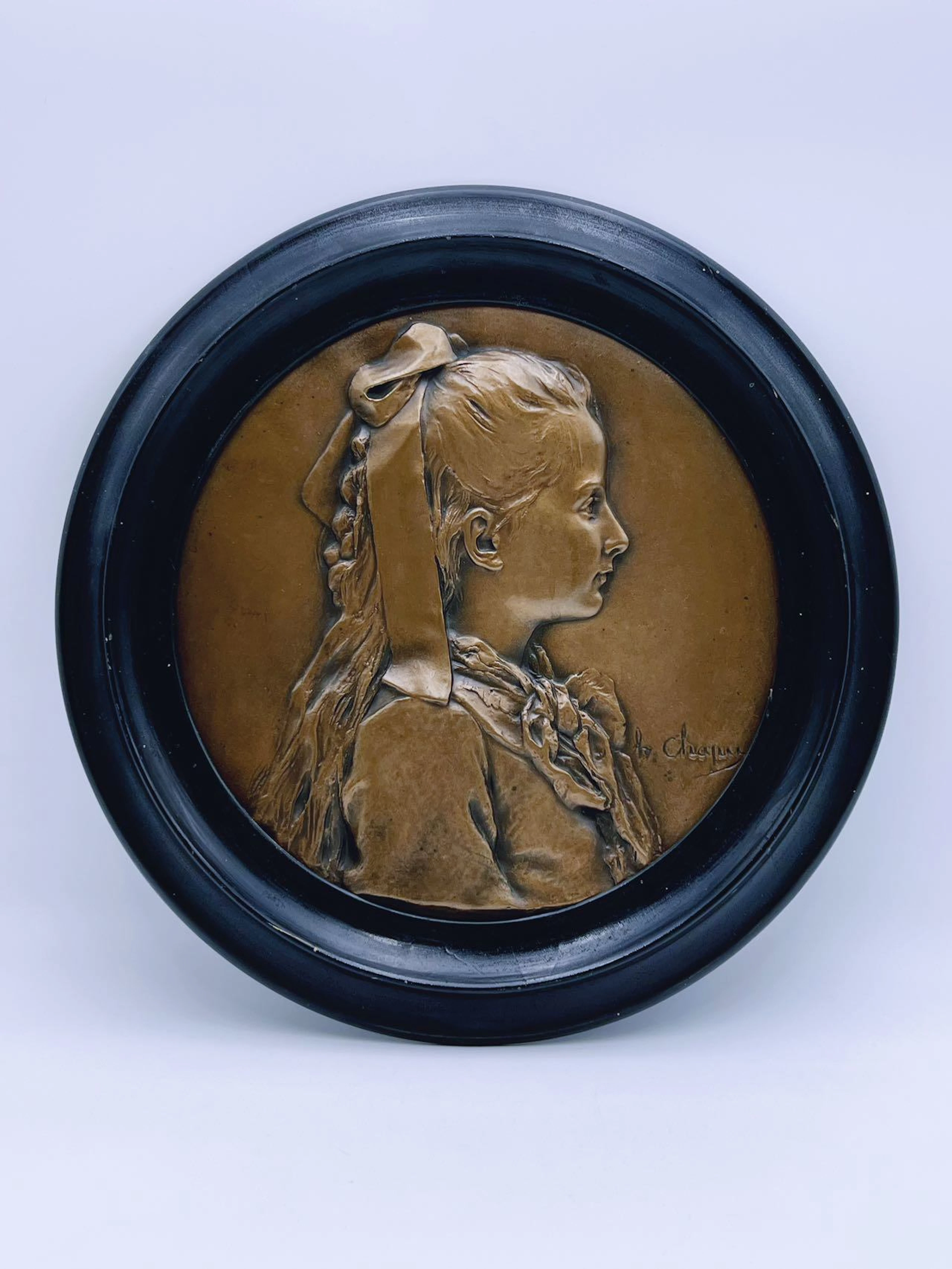 Dia. 36cm Henri Chapu "Juliette Massenet" Skulptur Bilde