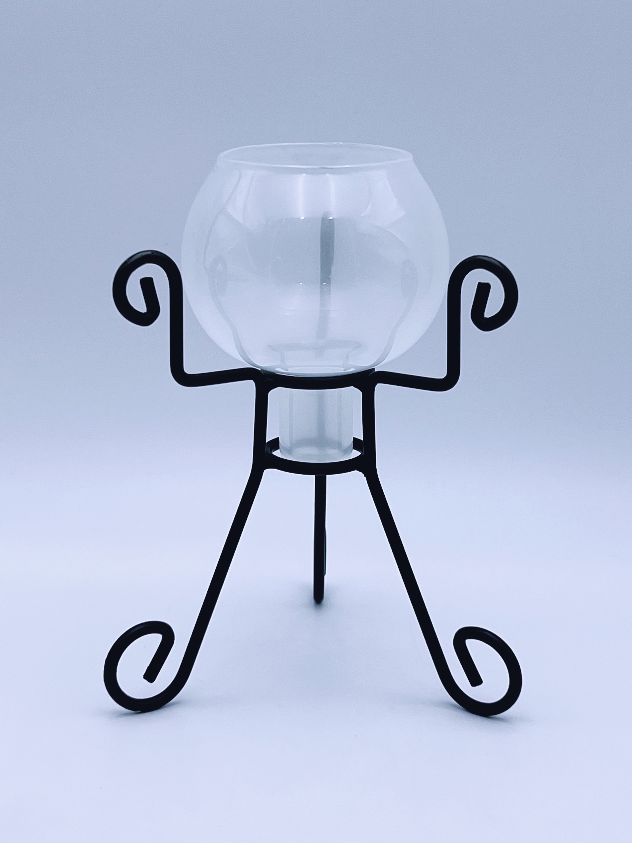 Vase / Lysestake i glass og med stativ