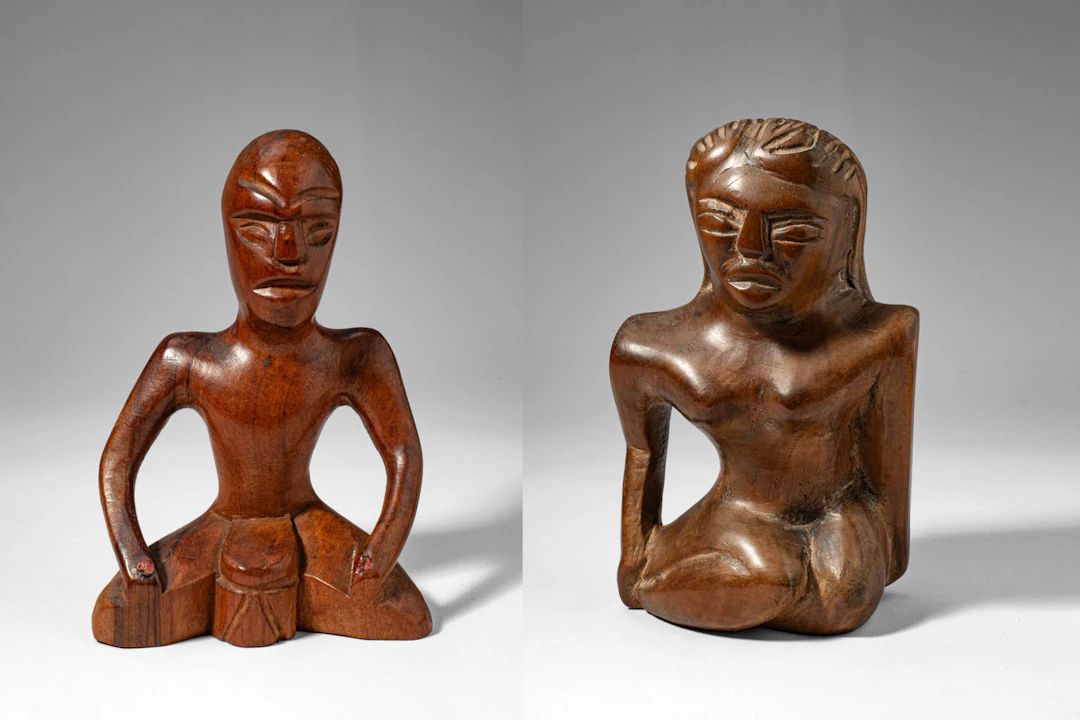 TWO TAHITIAN FOLK FIGURES