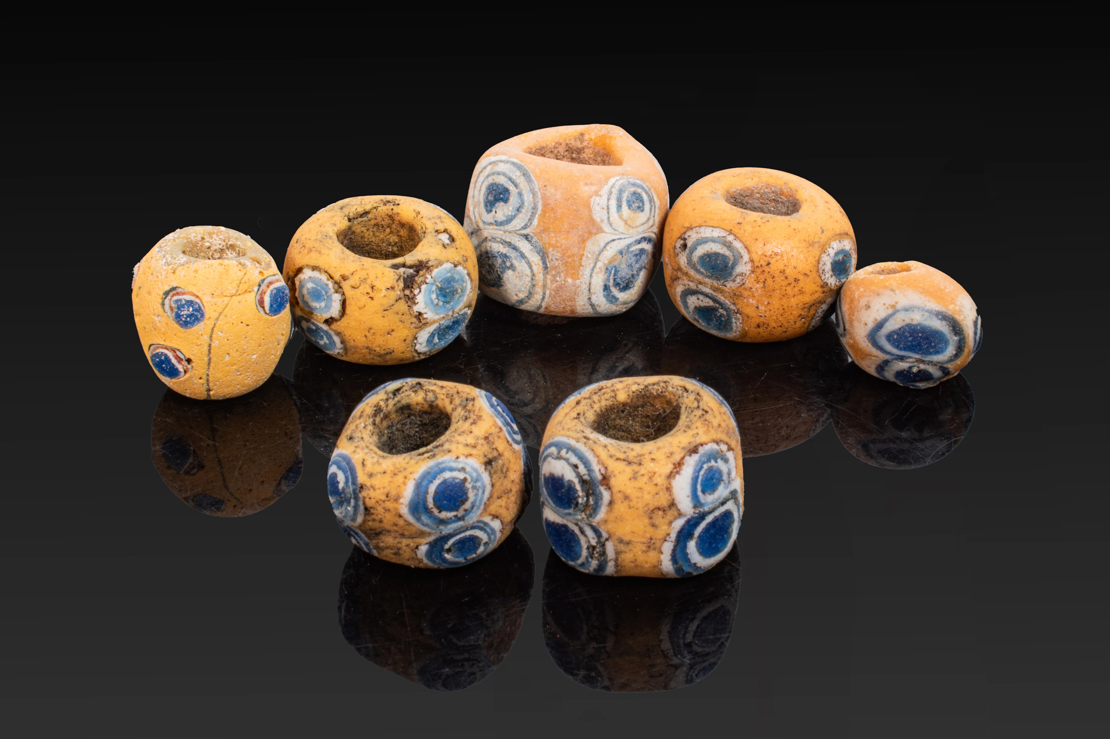 STUNNING COLLECTION OF PHOENICIAN GLASS EYE BEADS