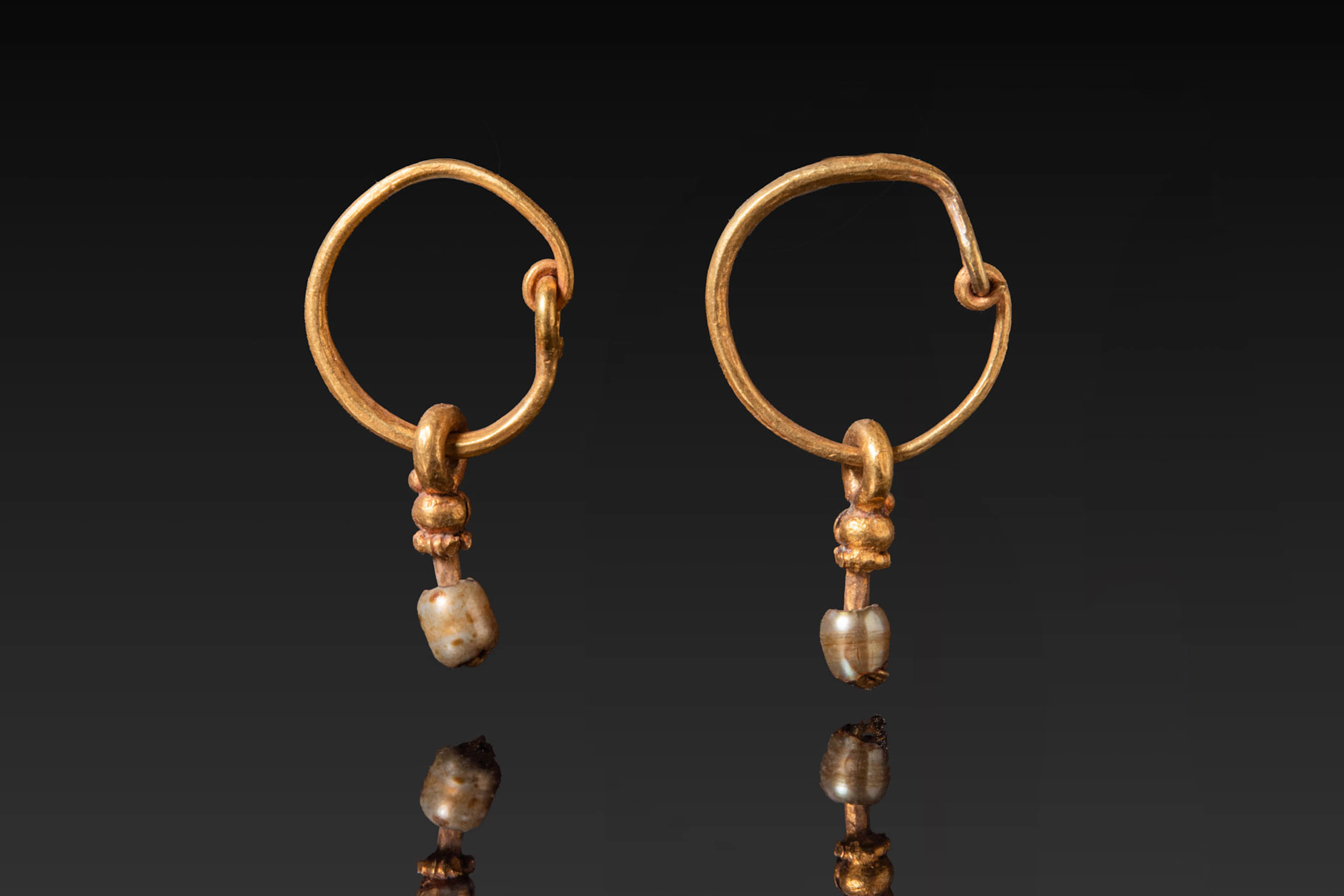 MATCHED ROMAN GOLD AND PEARL EARRINGS