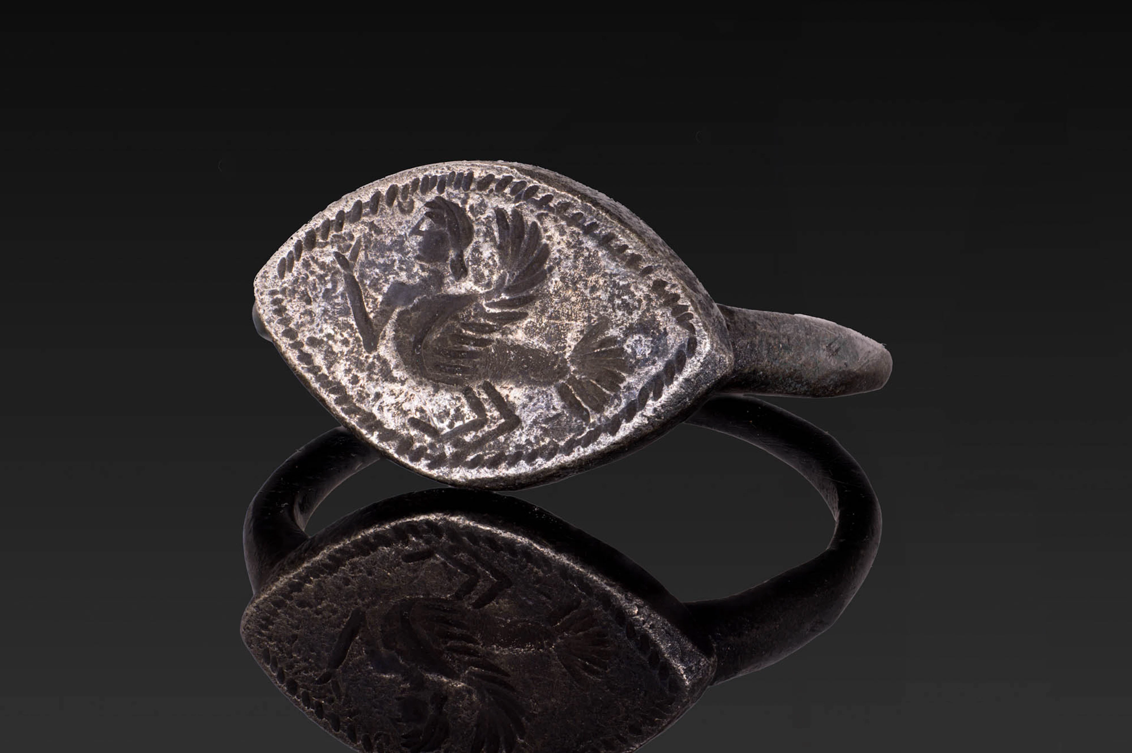 GREEK SILVER RING WITH A SIREN