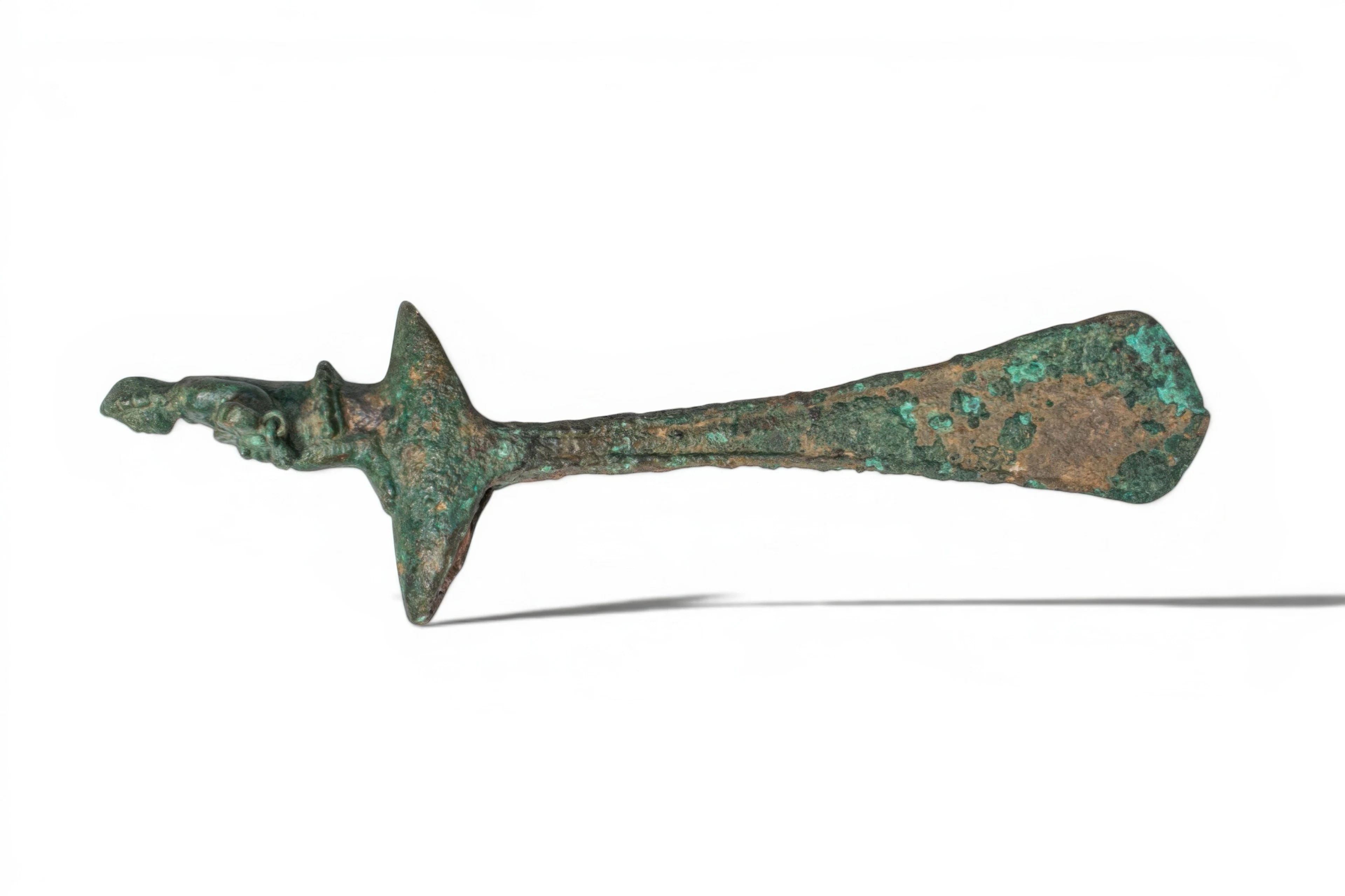 LARGE GREEK PERIOD AXE HEAD WITH HUMAN FIGURE