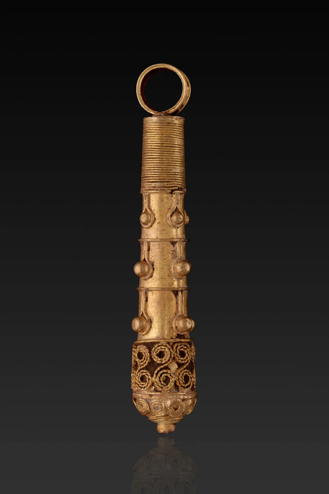 HELLENISTIC GOLD CLUB-SHAPED PENDANT WITH SPIRALS