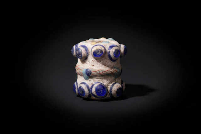 RARE PHOENICIAN WHITE GLASS EYE BEAD