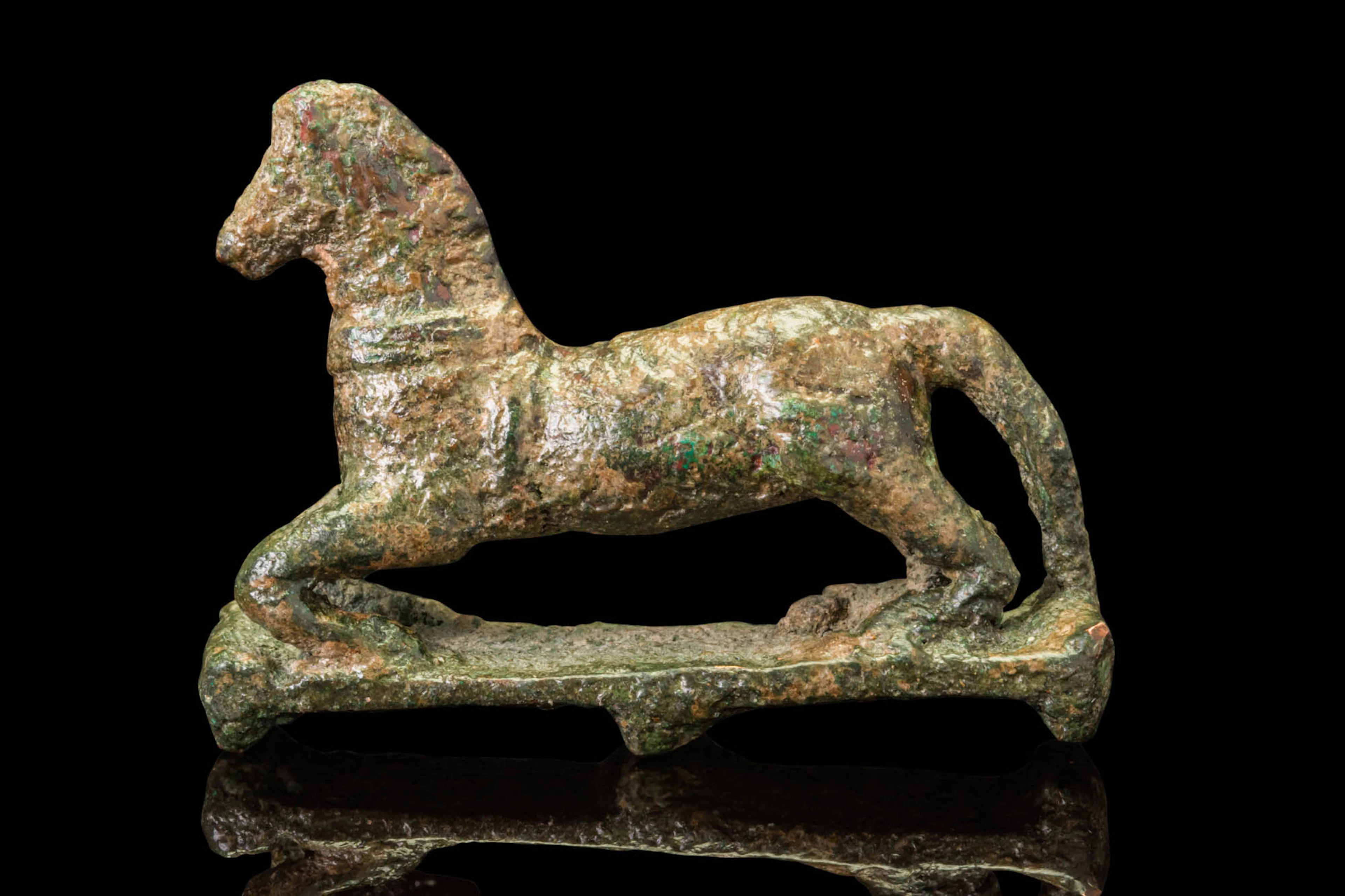 ROMAN BRONZE APPLIQUE WITH GALLOPING HORSE