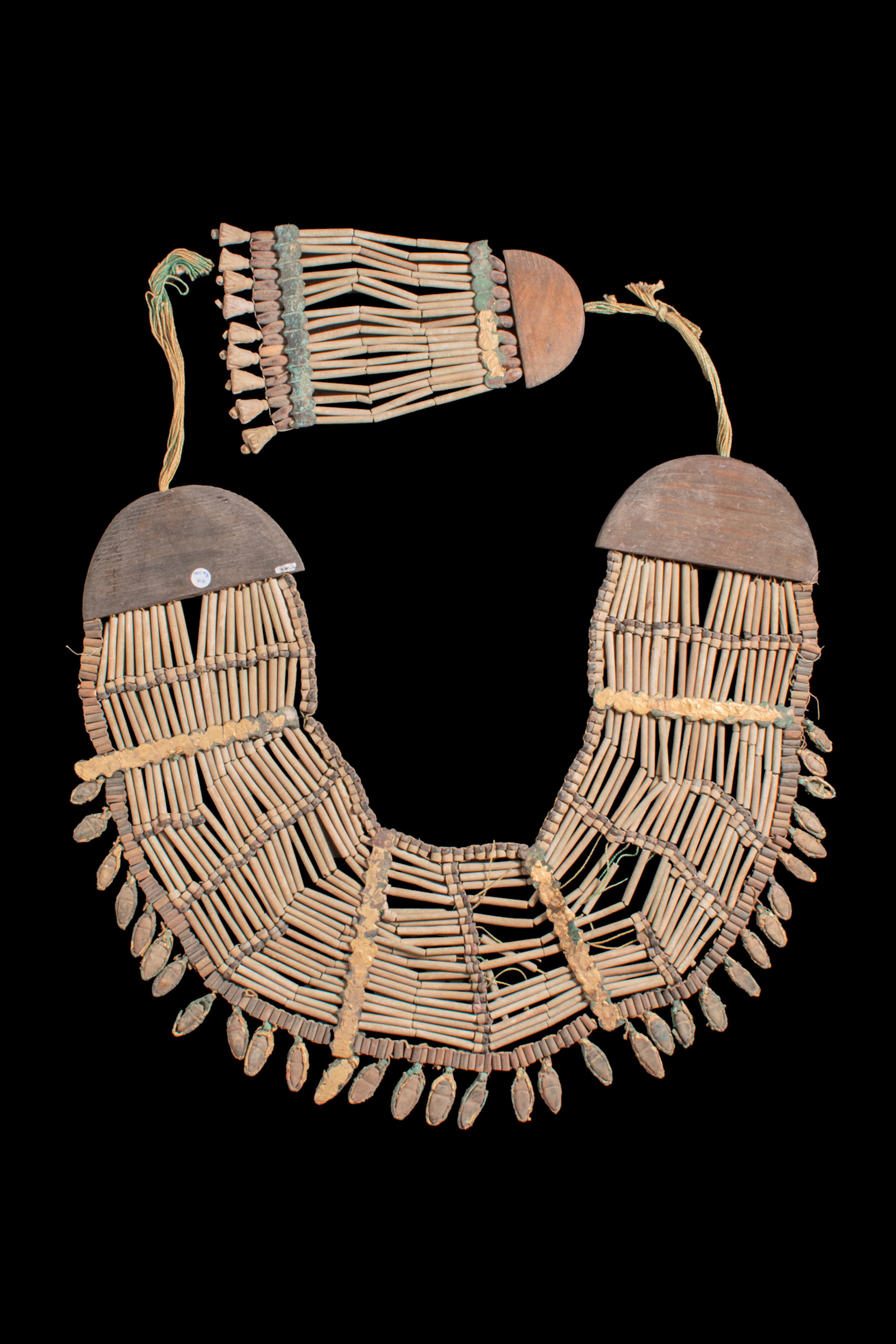EGYPTIAN BICHROME GLAZED COMPOSITION BEADED BROAD COLLAR NECKLACE