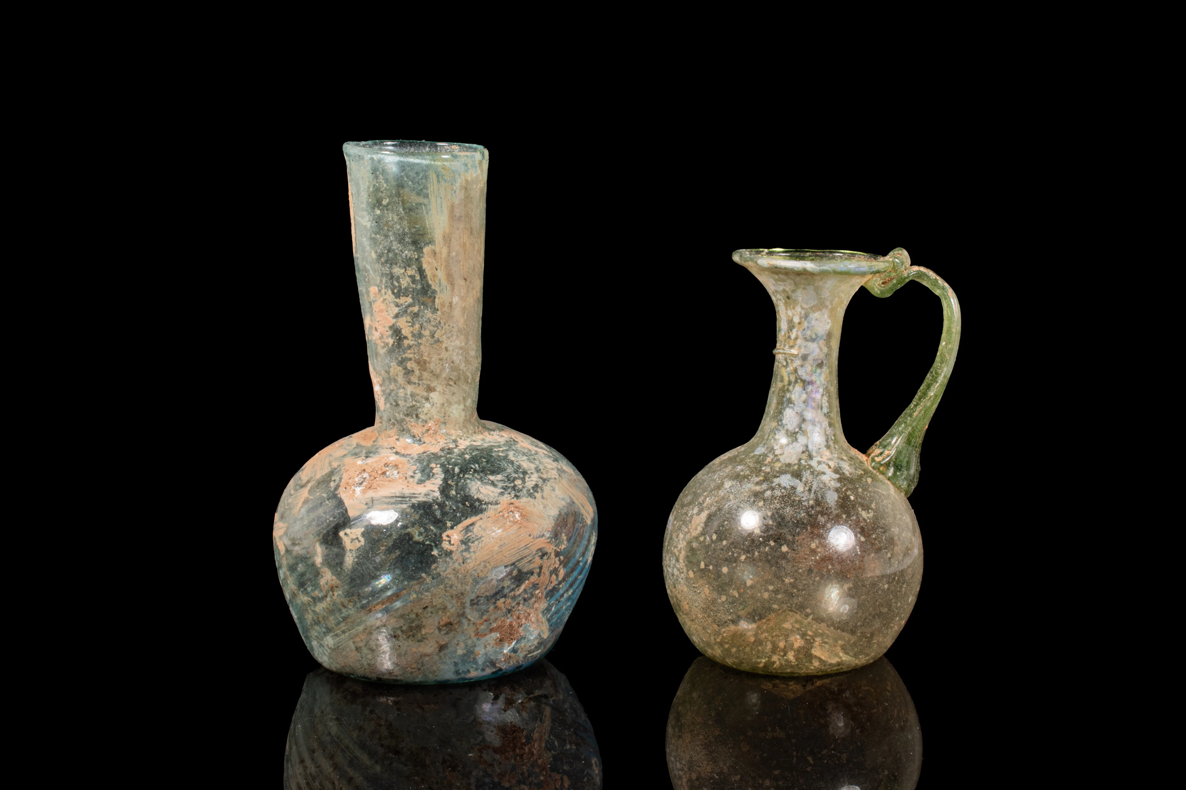 PAIR OF ROMAN GLASS VESSELS