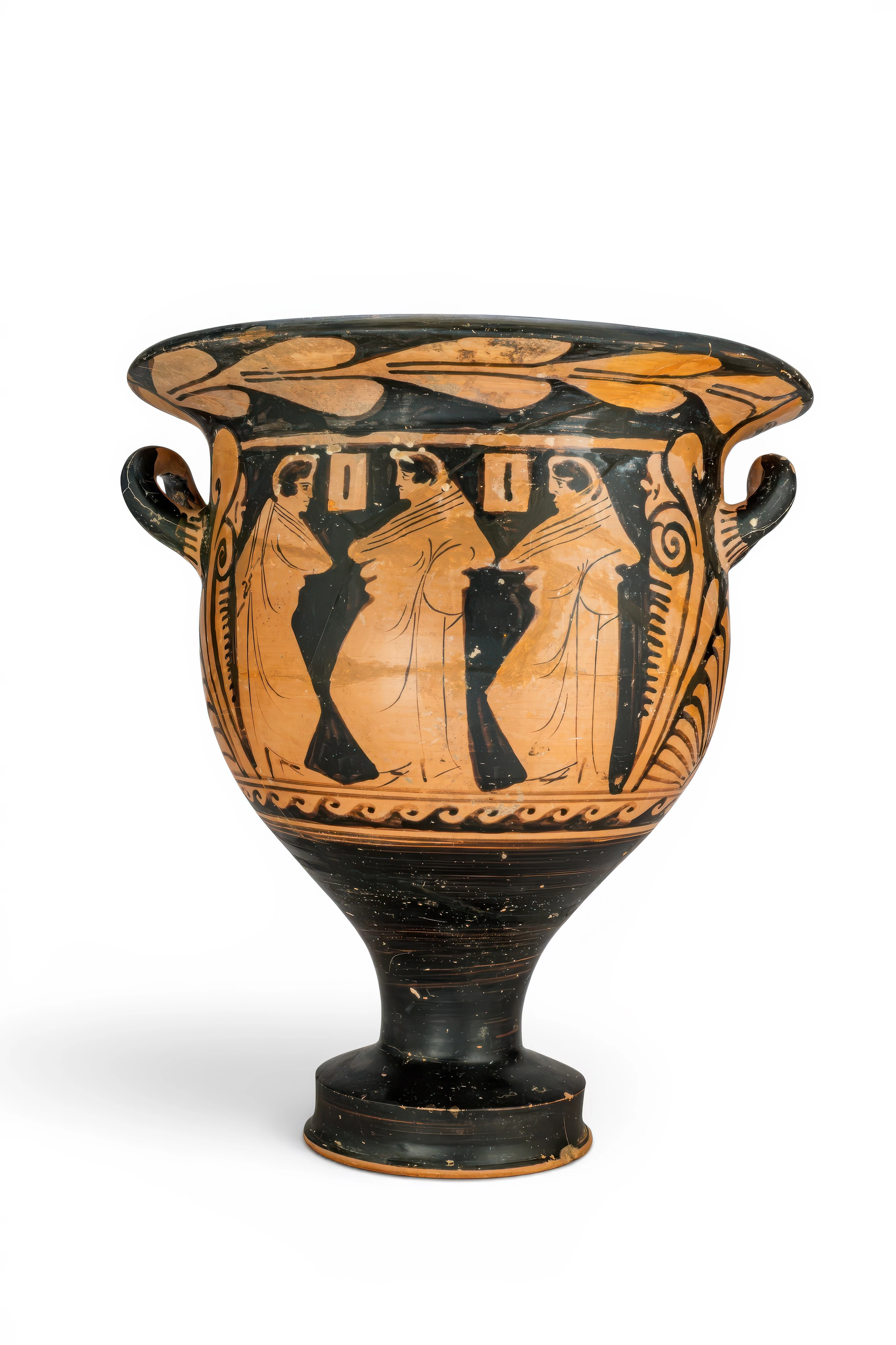 RARE CAMPANIAN RED-FIGURE BELL KRATER WITH EROTIC SCENE