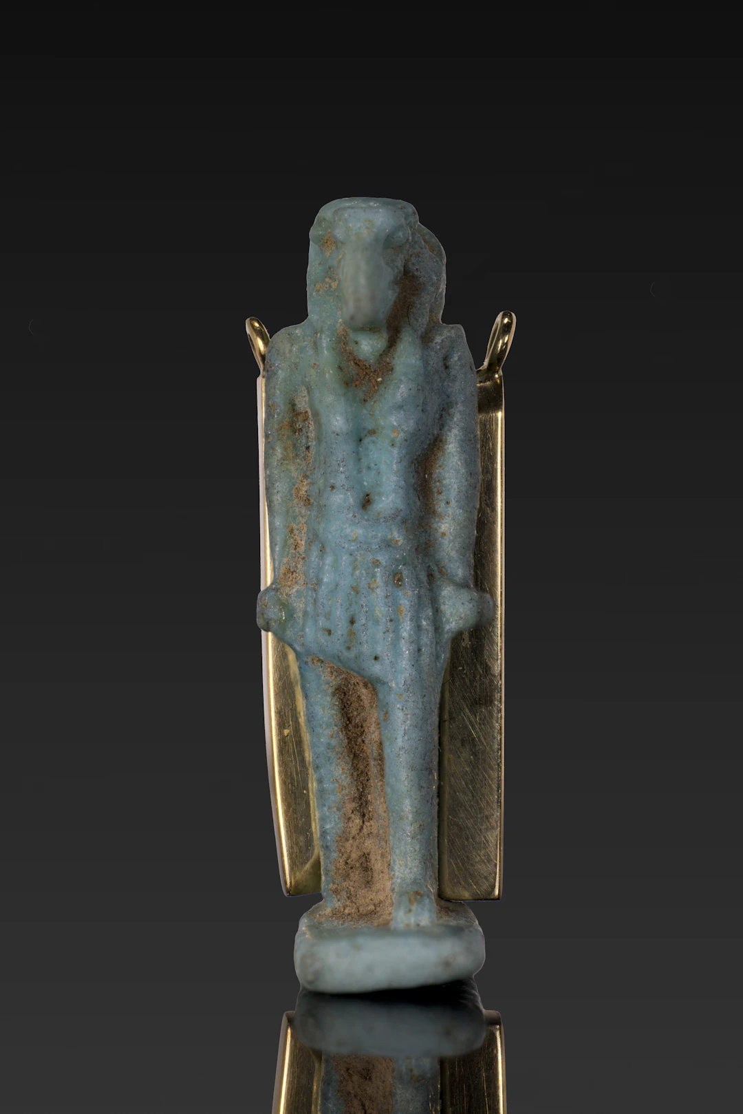 ROMANO-EGYPTIAN FAIENCE AMULET OF THOTH IN GOLD PENDANT