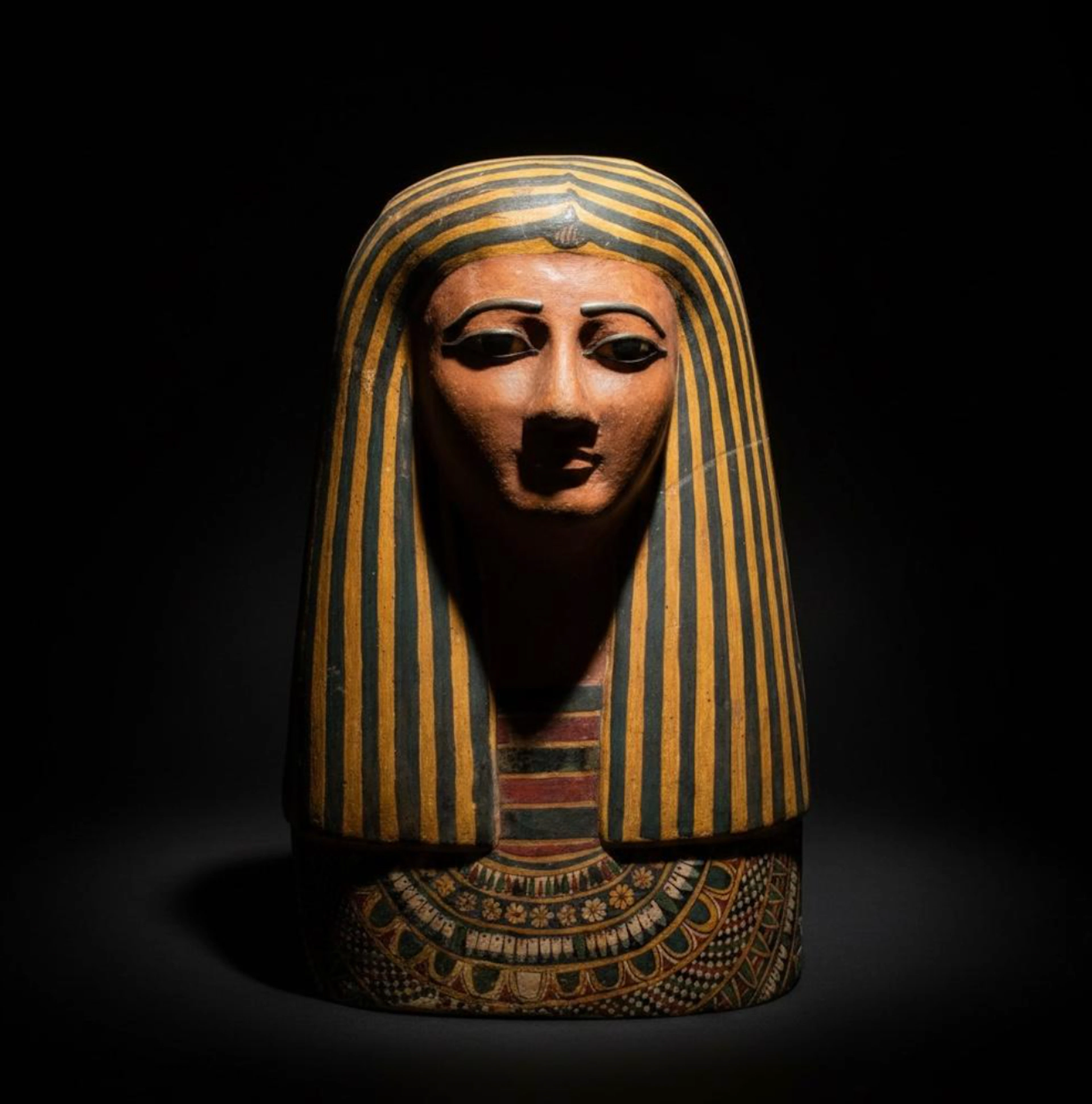 STUNNING EGYPTIAN WOOD MUMMY MASK