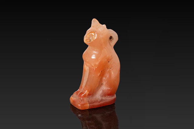 EGYPTIAN CARNELIAN CAT AMULET