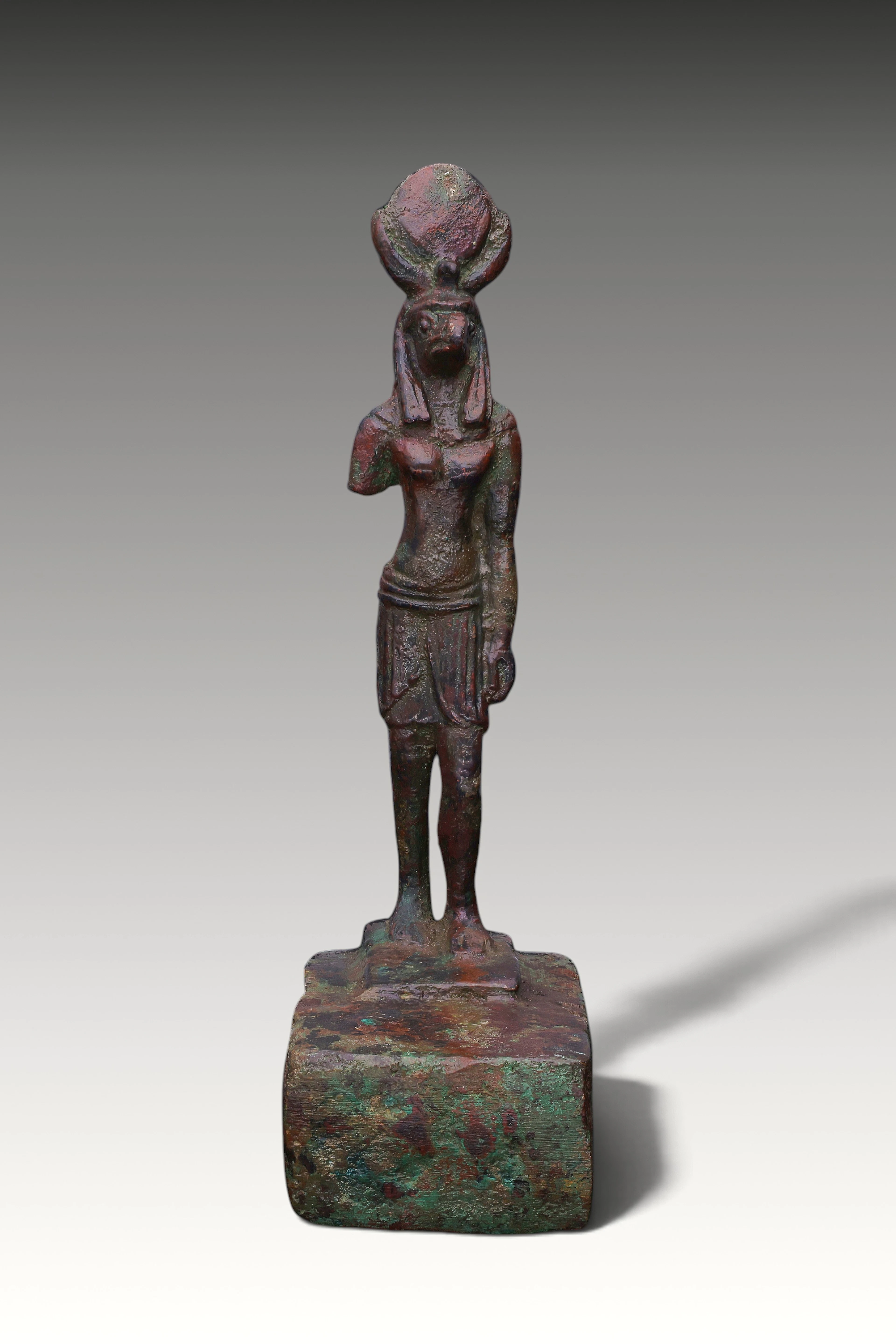 EGYPTIAN BRONZE FIGURINE OF RA-HORAKHTY