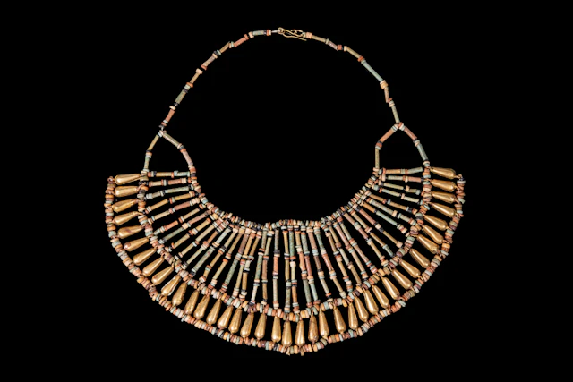 RARE EGYPTIAN GOLD AND FAIENCE PECTORAL NECKLACE