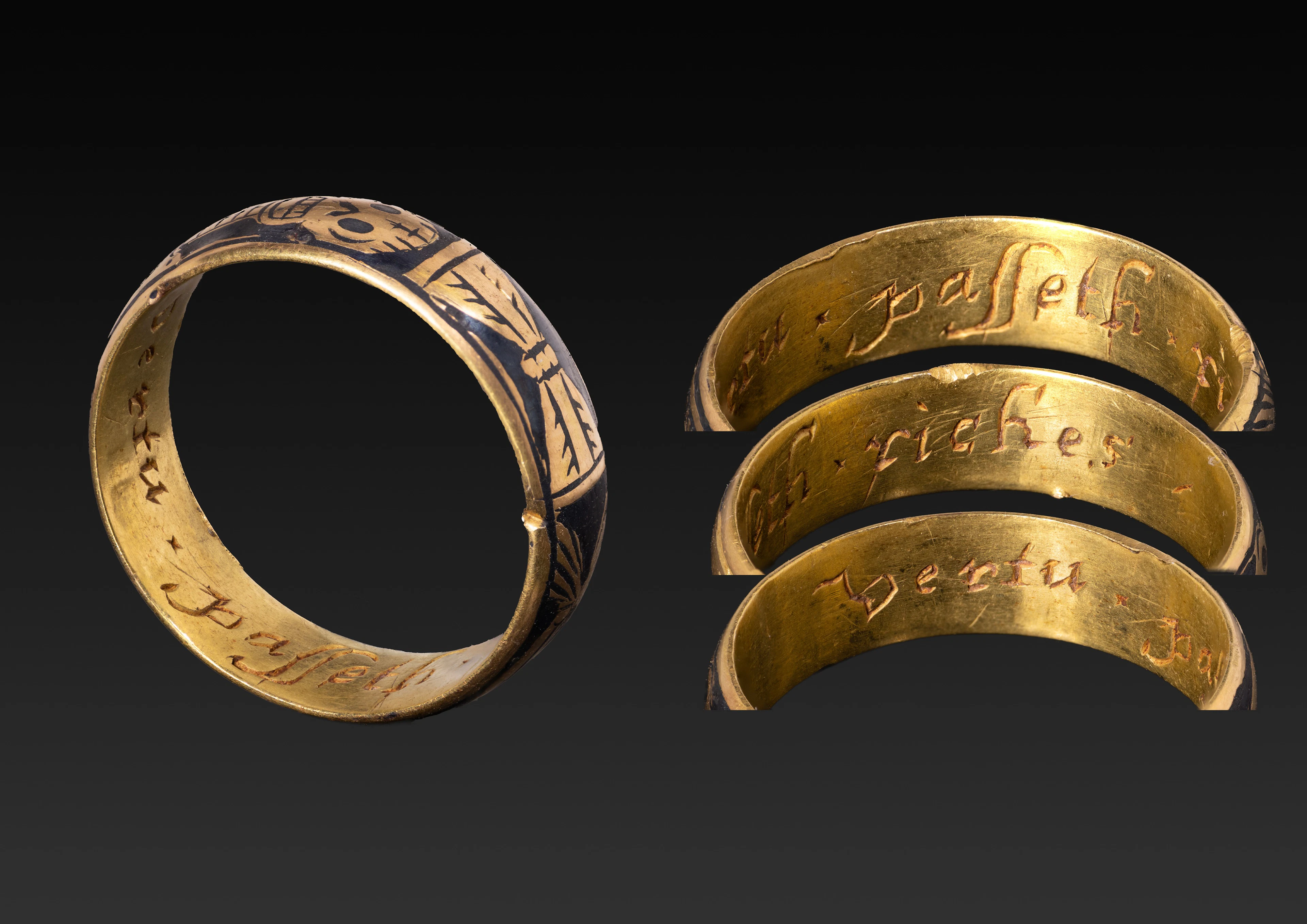 GEORGIAN GOLD AND BLACK ENAMEL MEMENTO MORI RING