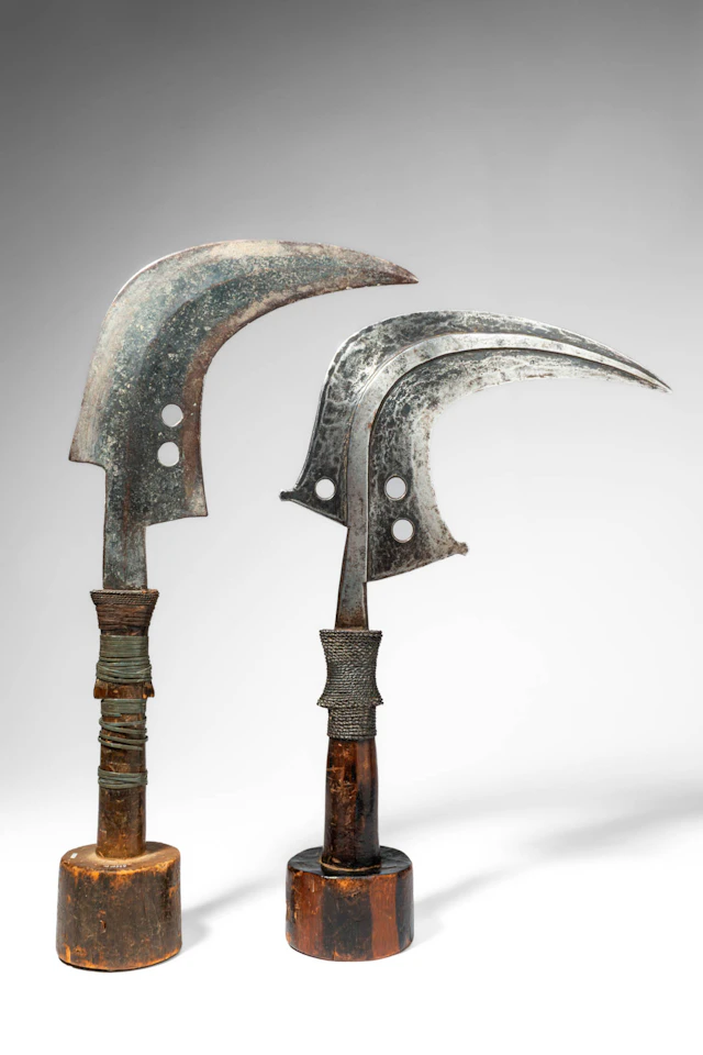 PAIR OF MANGBETU TRUMBASH SICKLE KNIVES