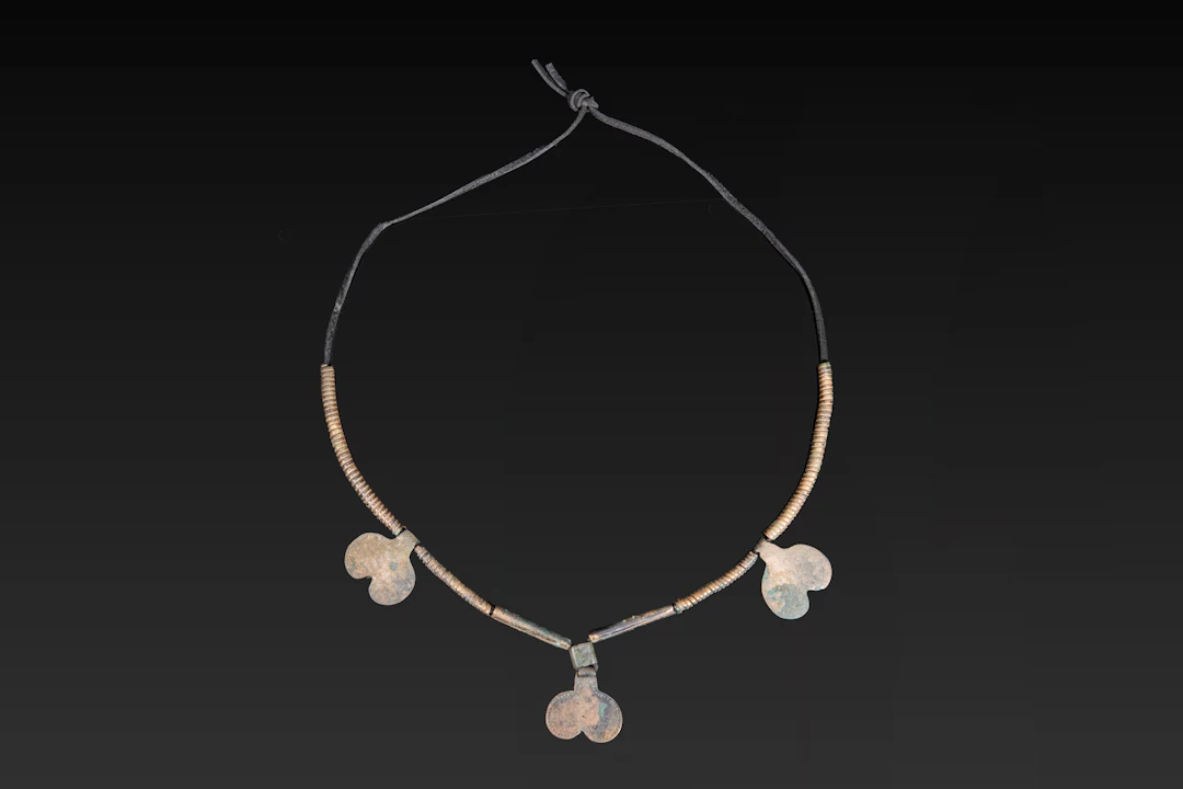 RARE CELTIC BRONZE NECKLACE WITH PENDANTS AND COILED WIRE BEADS