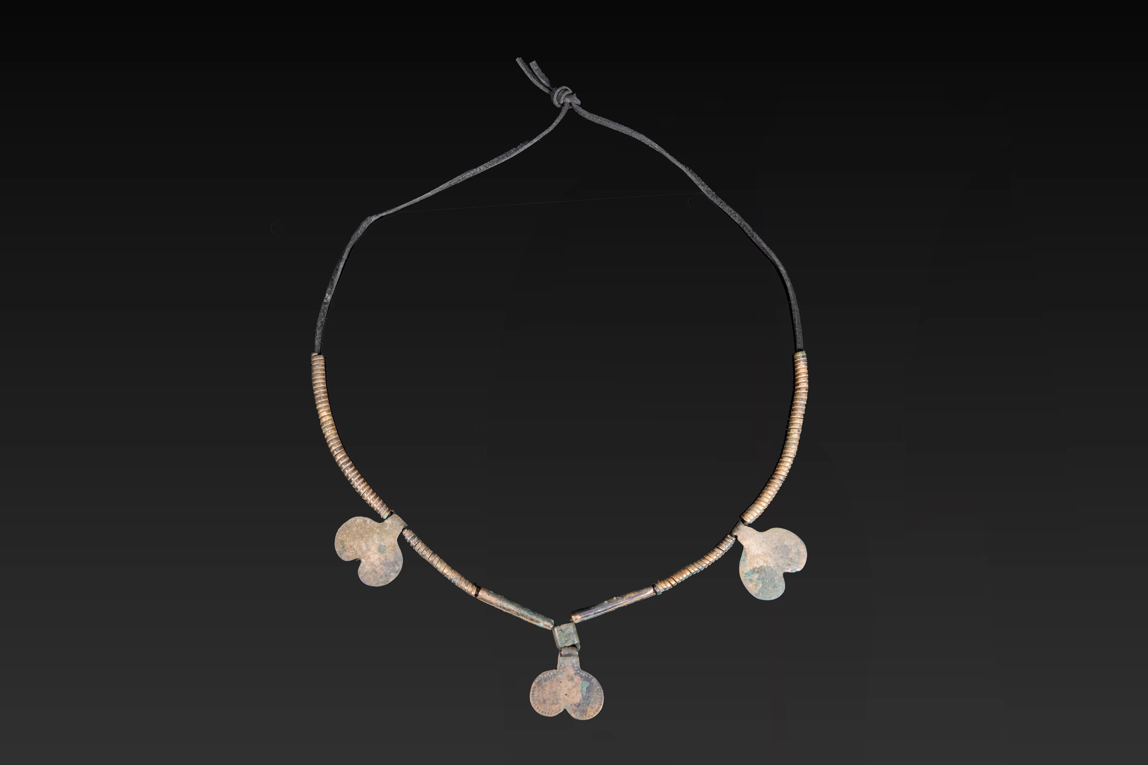 RARE CELTIC BRONZE NECKLACE WITH PENDANTS AND COILED WIRE BEADS