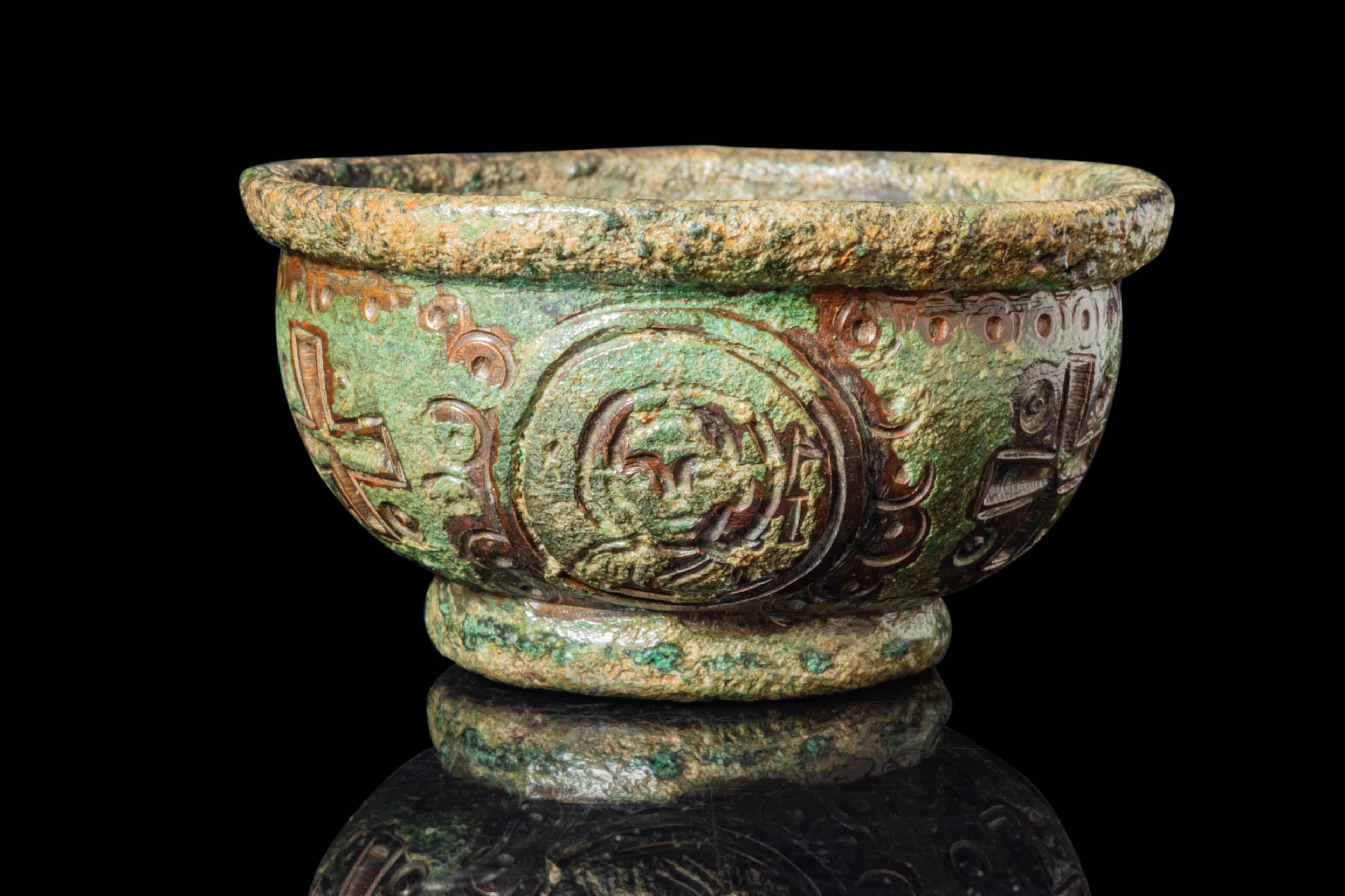 BYZANTINE BRONZE INCENSE BURNER WITH CHRIST AND CROSSES