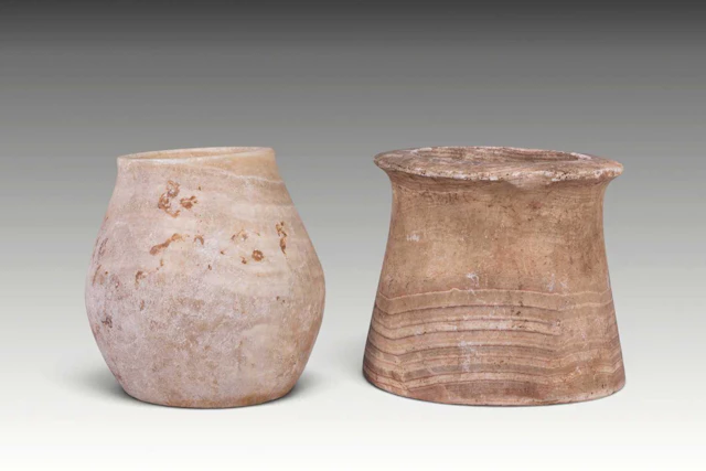 PAIR OF EGYPTIAN ALABASTER JARS