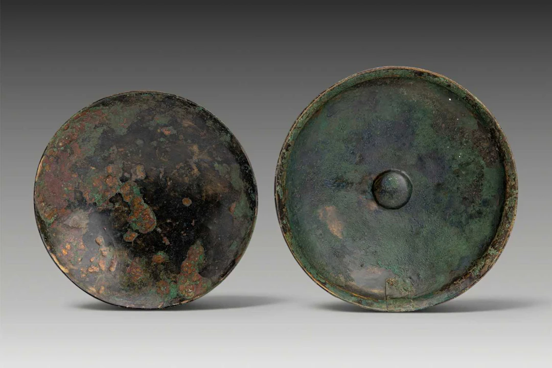PAIR OF LARGE GREEK BRONZE SHALLOW BOWLS