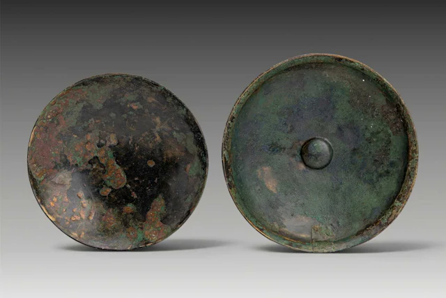 PAIR OF LARGE GREEK BRONZE SHALLOW BOWLS