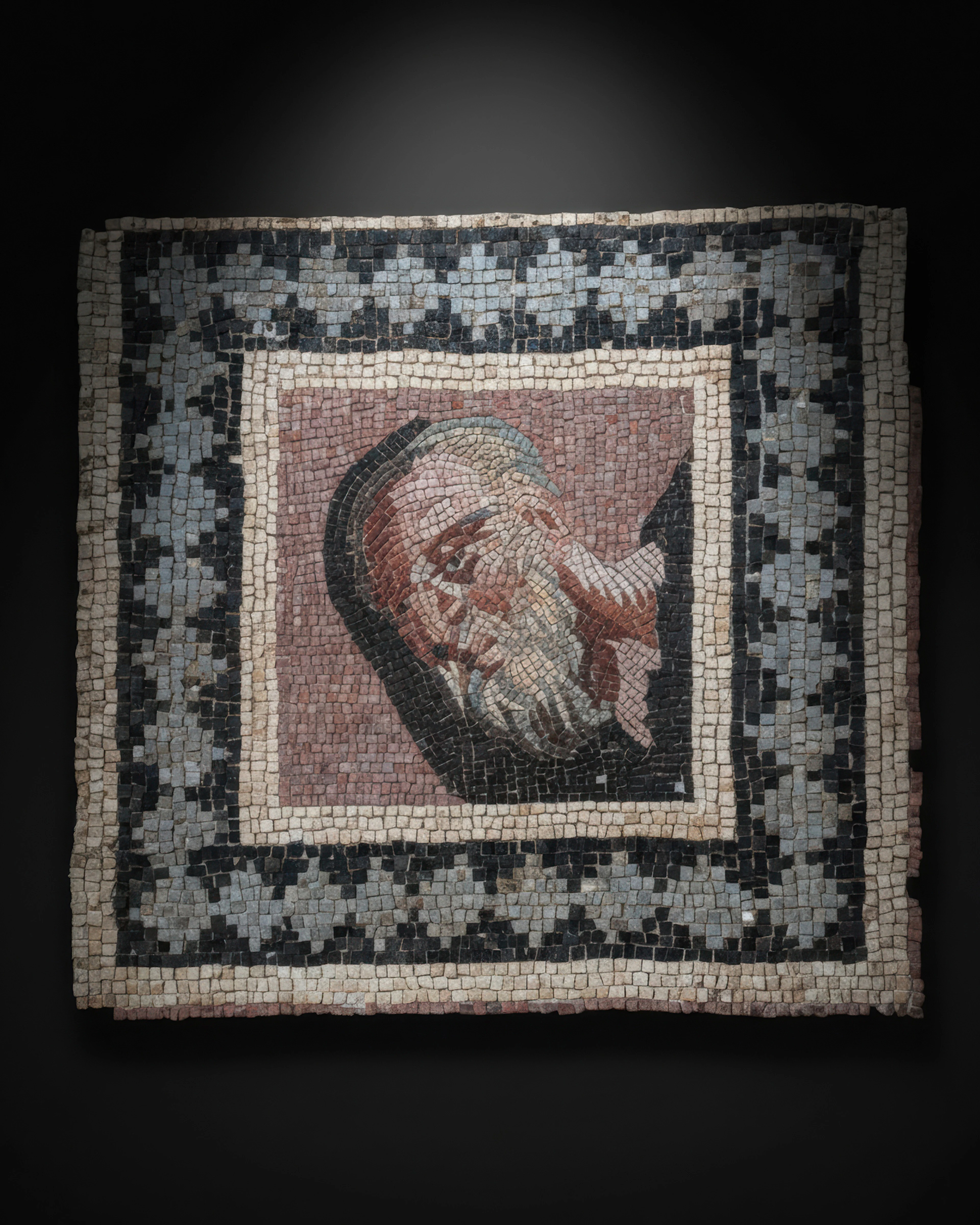 SUPERB ROMAN MOSAIC PANEL WITH PHILOSOPHER (WITH AUSTRIAN EXPORT LICENSE)
