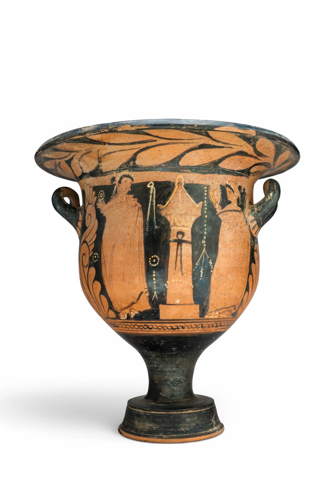 LARGE APULIAN RED-FIGURE BELL KRATER WITH OFFERING SCENES
