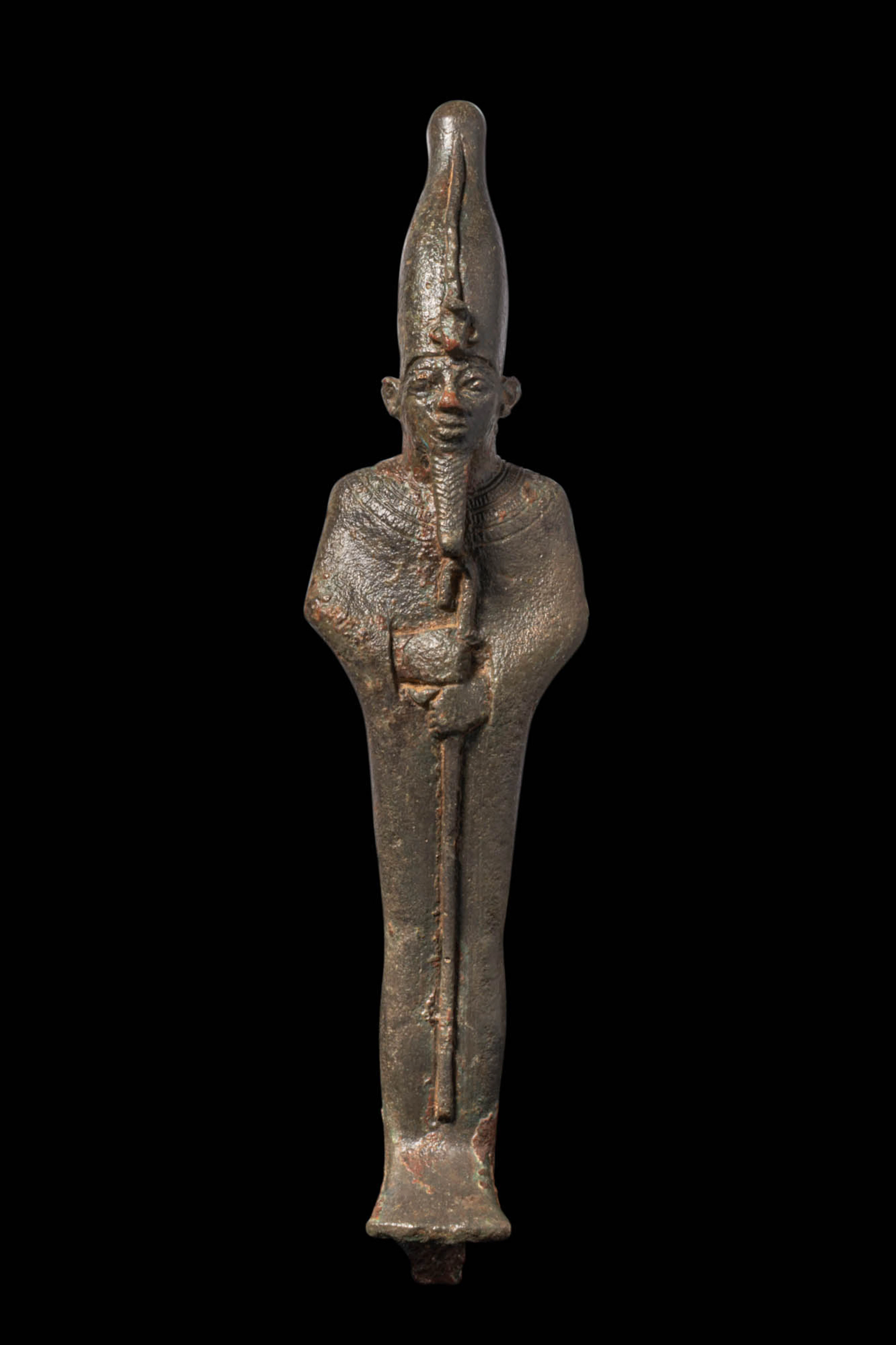 EGYPTIAN BRONZE STATUETTE OF OSIRIS WITH HEDJET CROWN